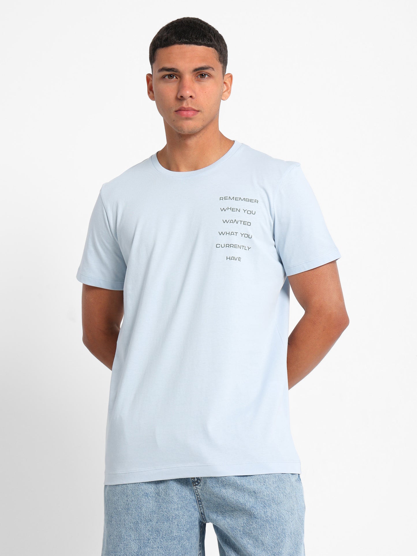 Chest Text Printed T-Shirt
