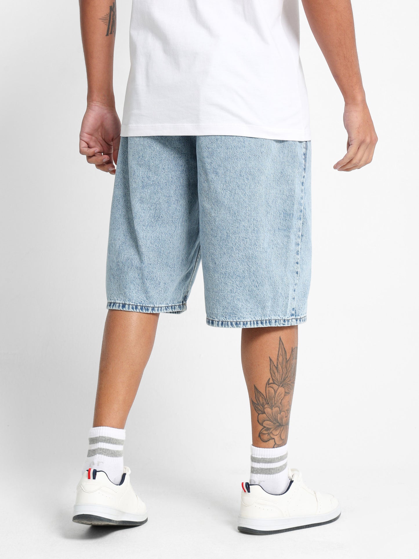 Basic Denim Shorts with Hidden Waist Cord