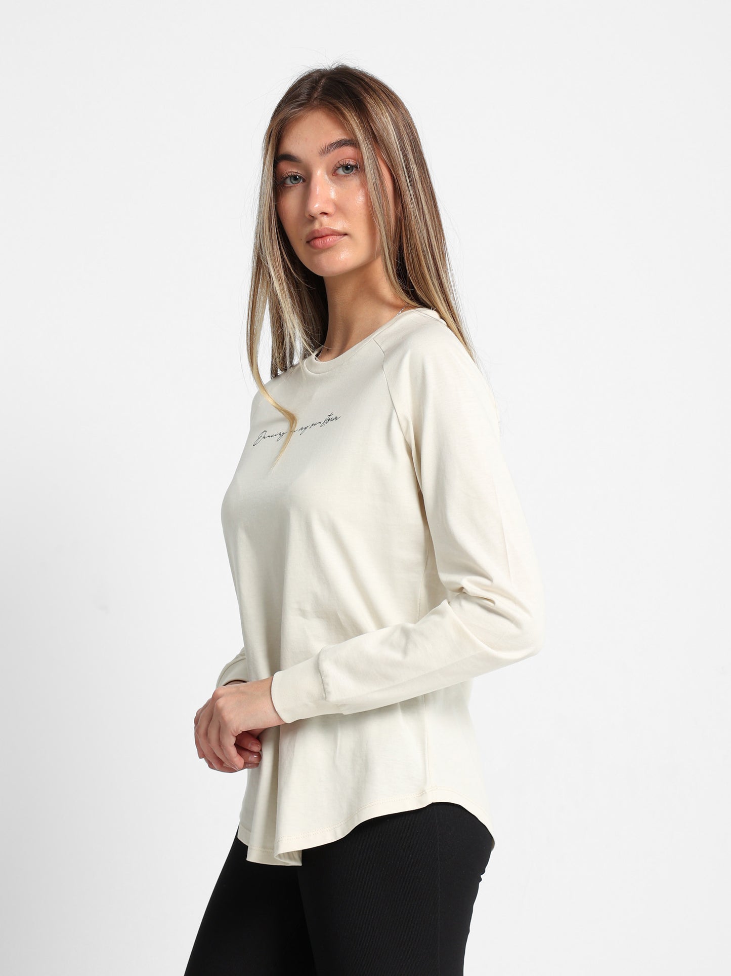 Text Print Raglan Sleeve T-Shirt