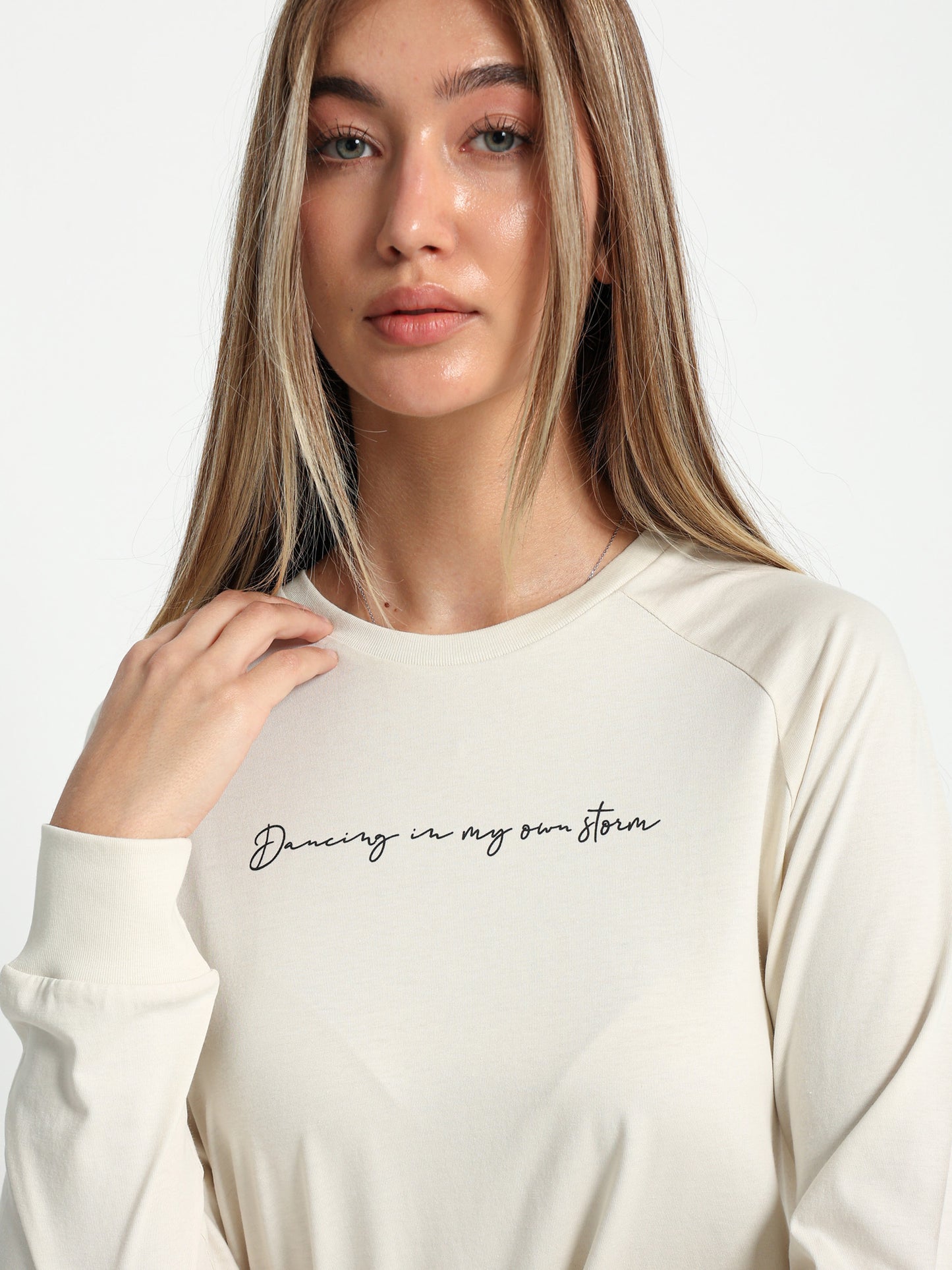 Text Print Raglan Sleeve T-Shirt