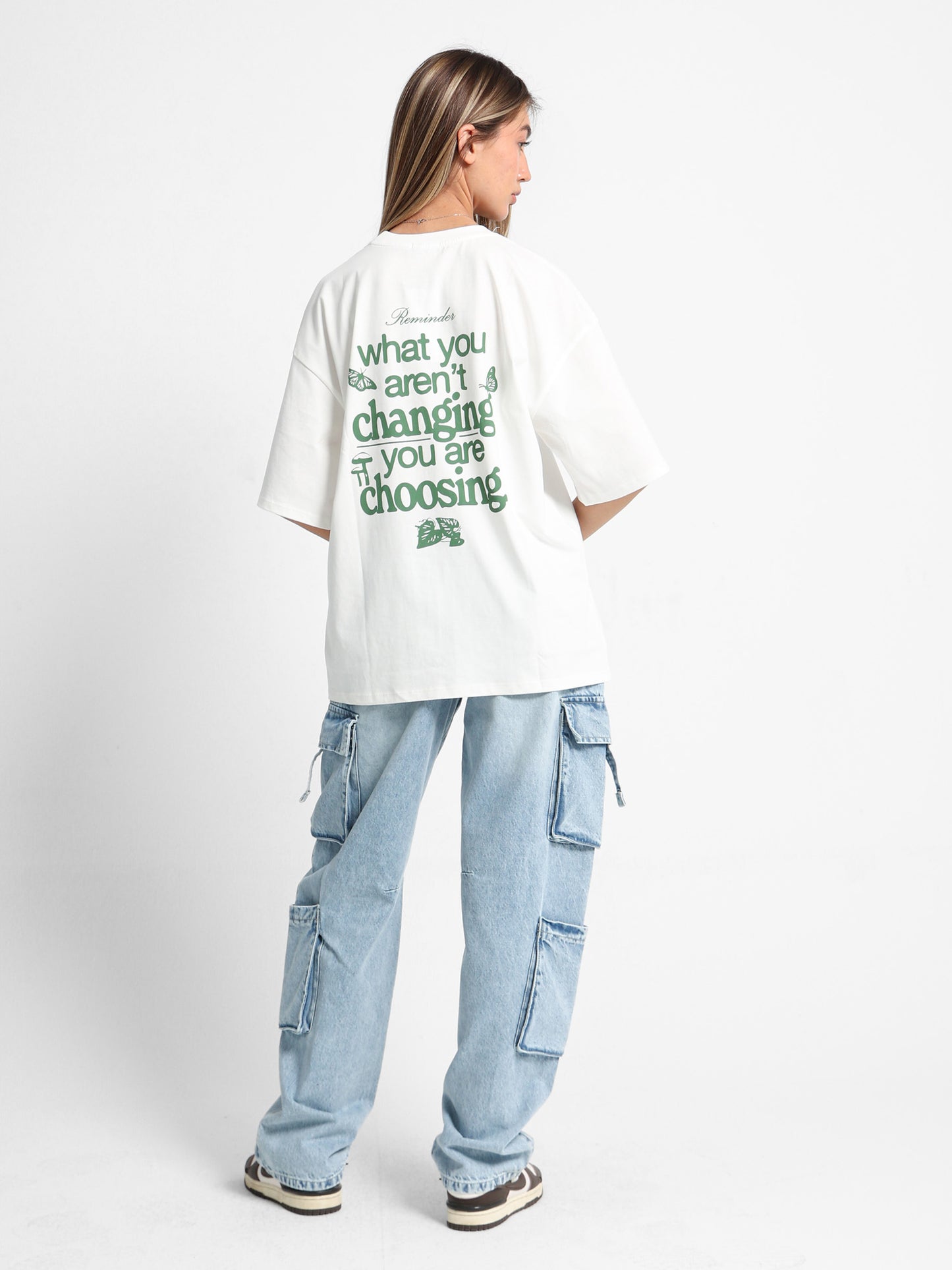Text and Leaf Print T-Shirt