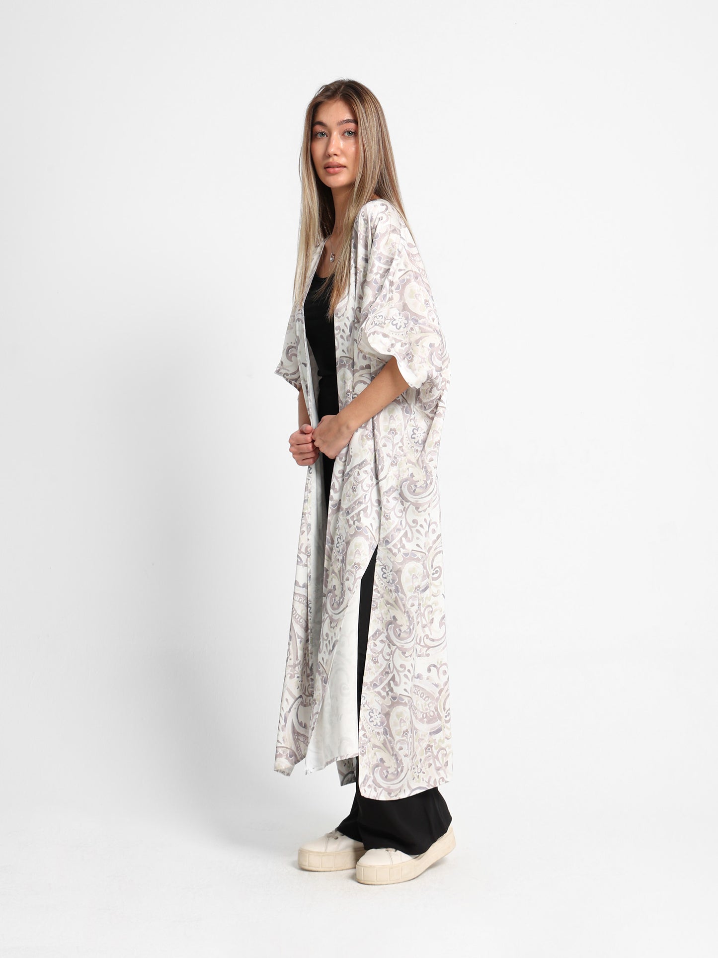 Paisley Print Maxi Kimono