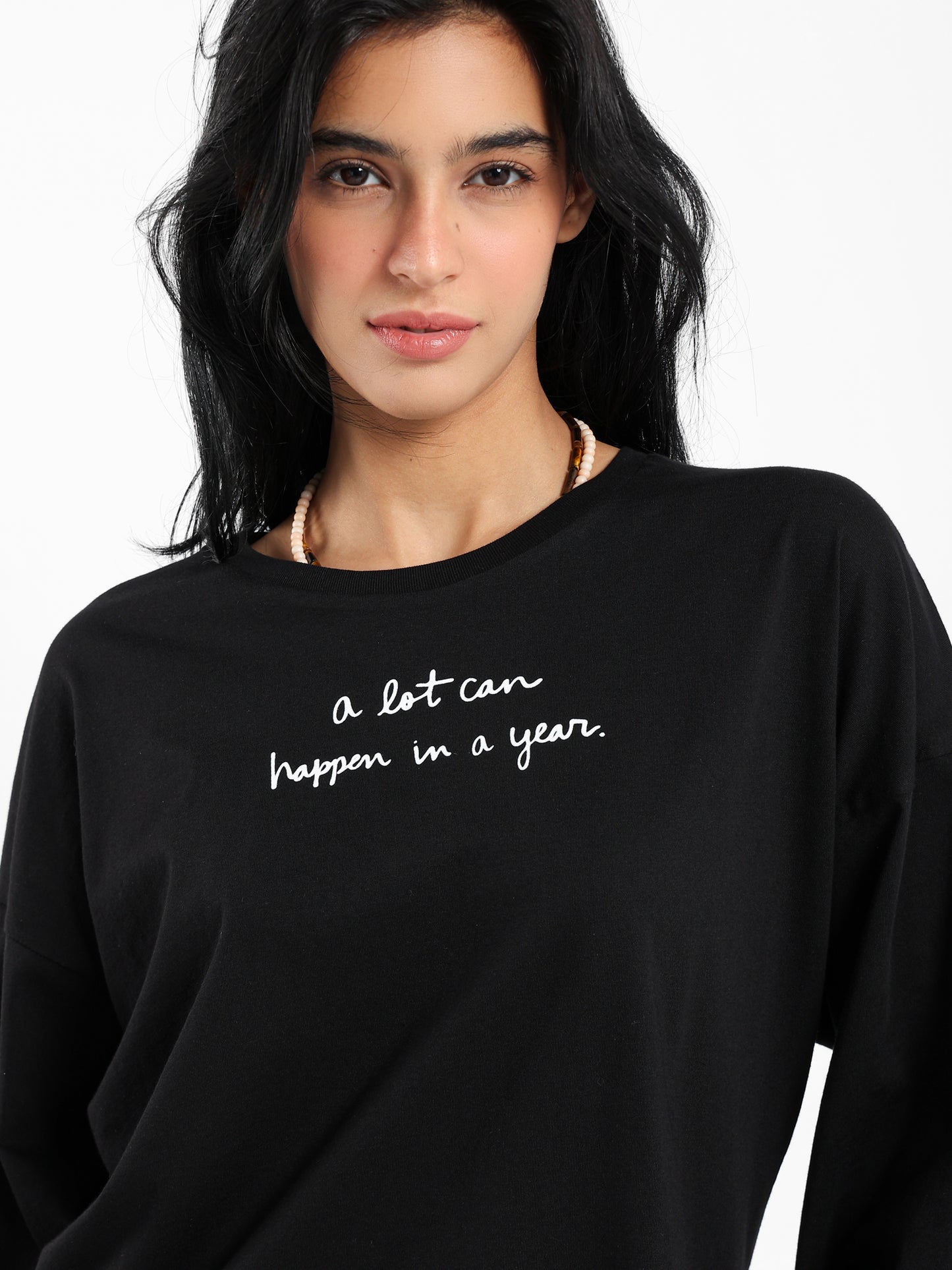 Front Text Print Bell Sleeves T-Shirt