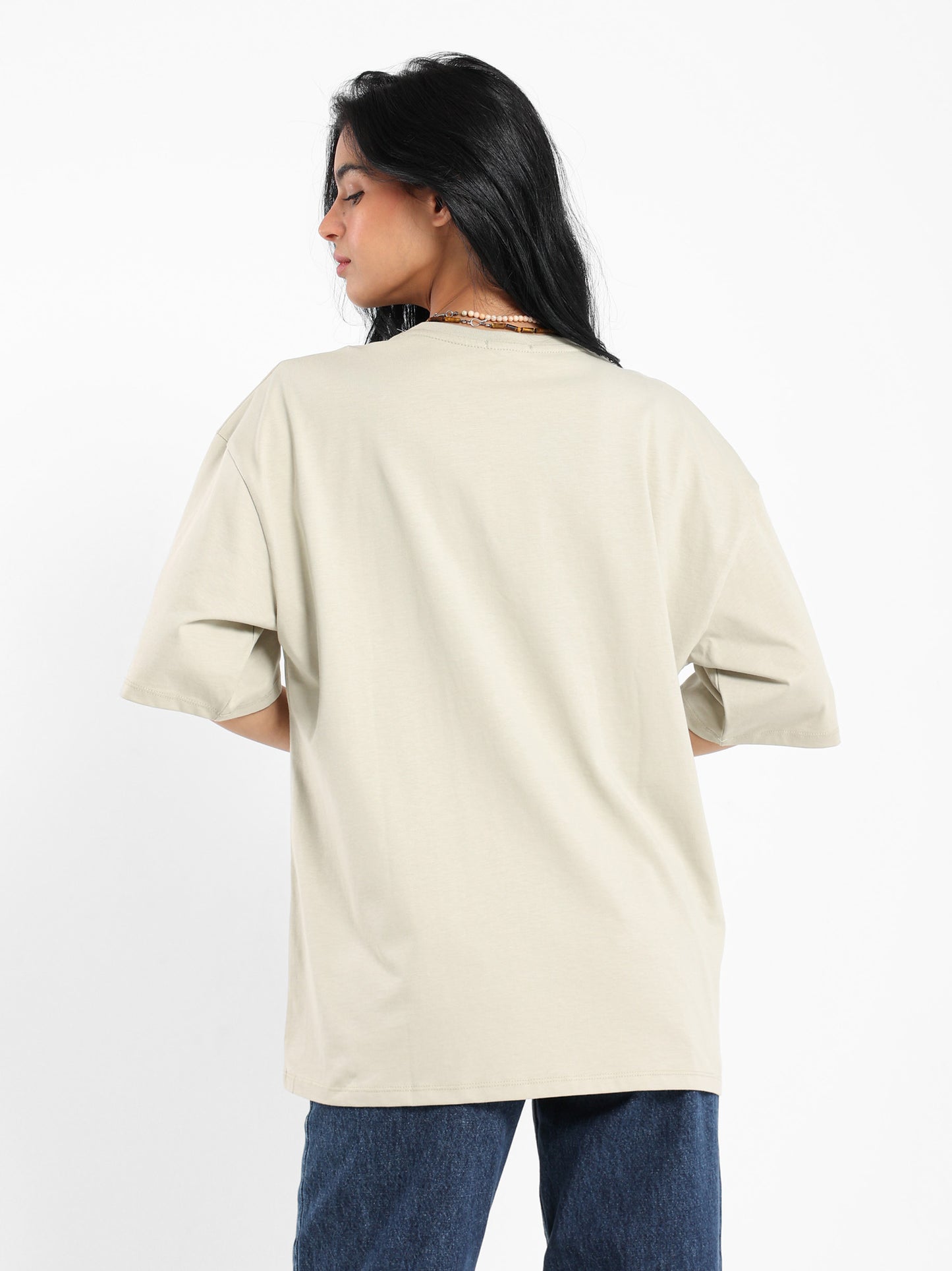 Oversized Leaves Digital Print T-Shirt