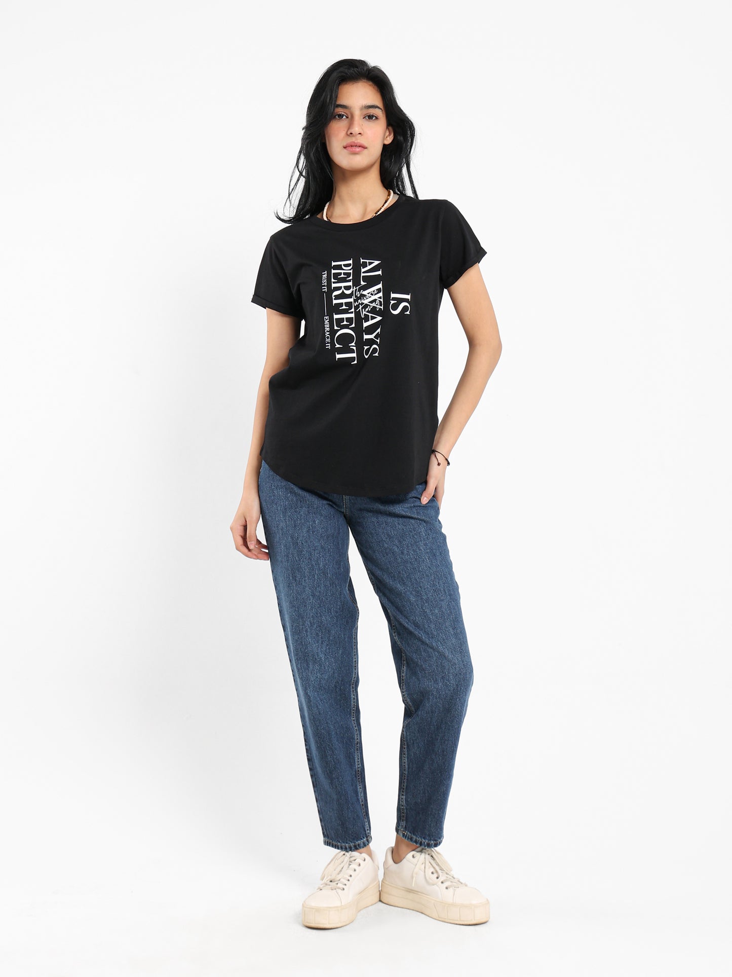 "Is Always Perfect" Text Print T-Shirt