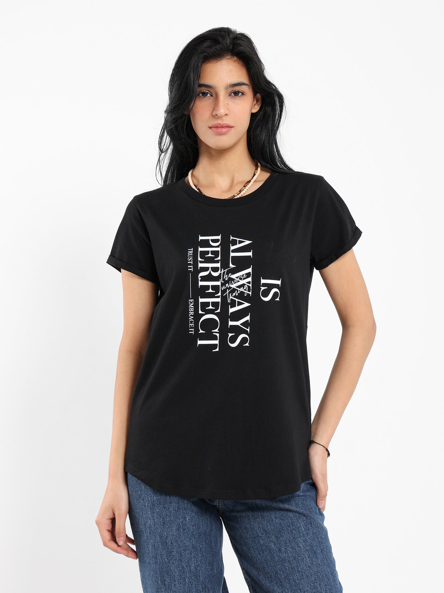 "Is Always Perfect" Text Print T-Shirt