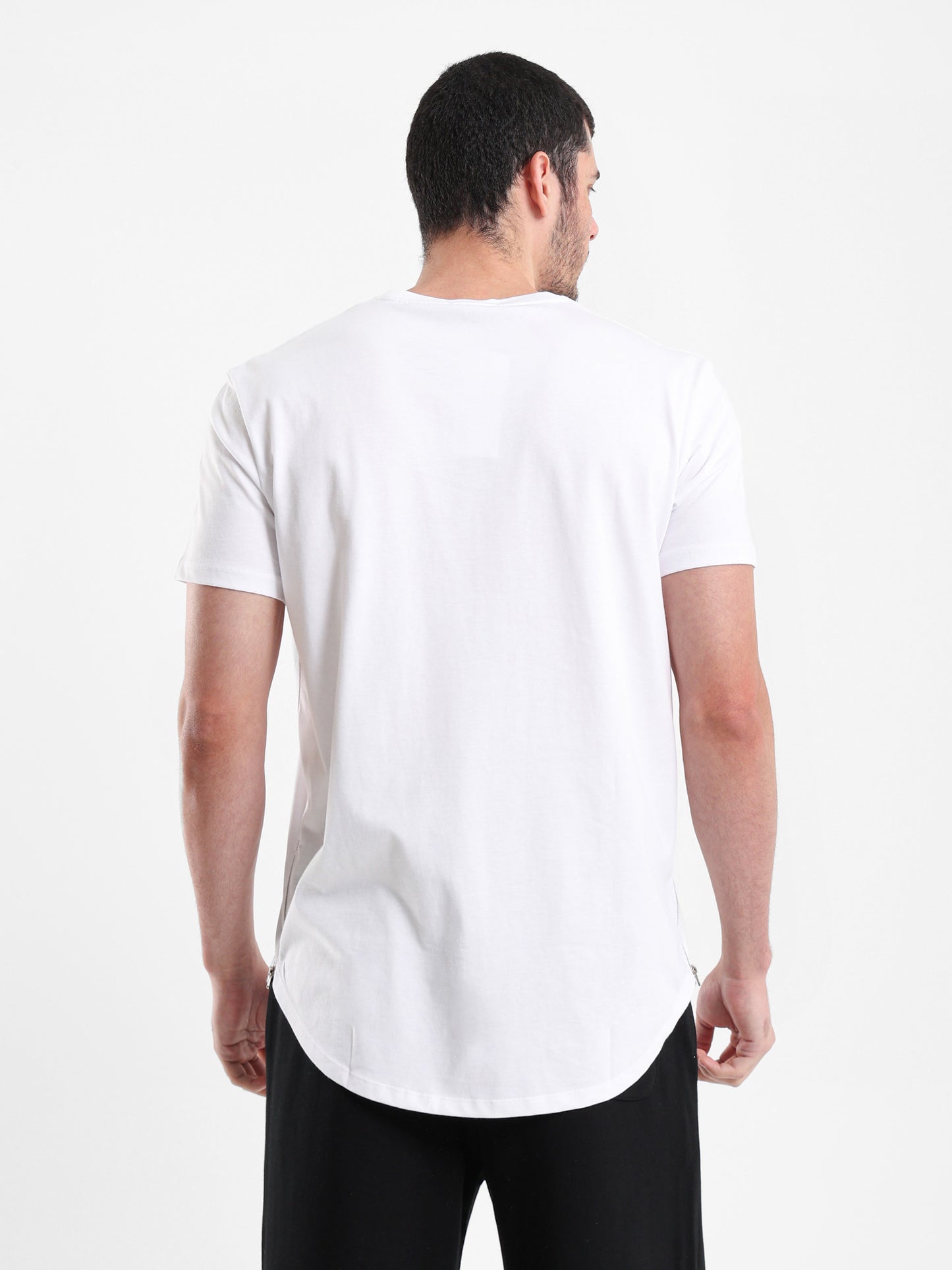 Longline T-Shirt with Side Zipper