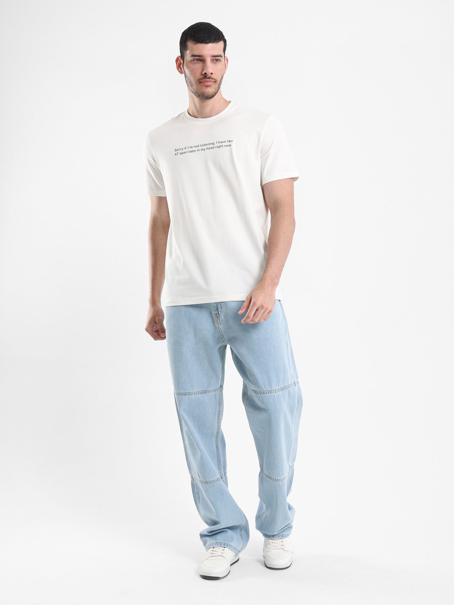 Loose Fit Jeans with Waist Cord