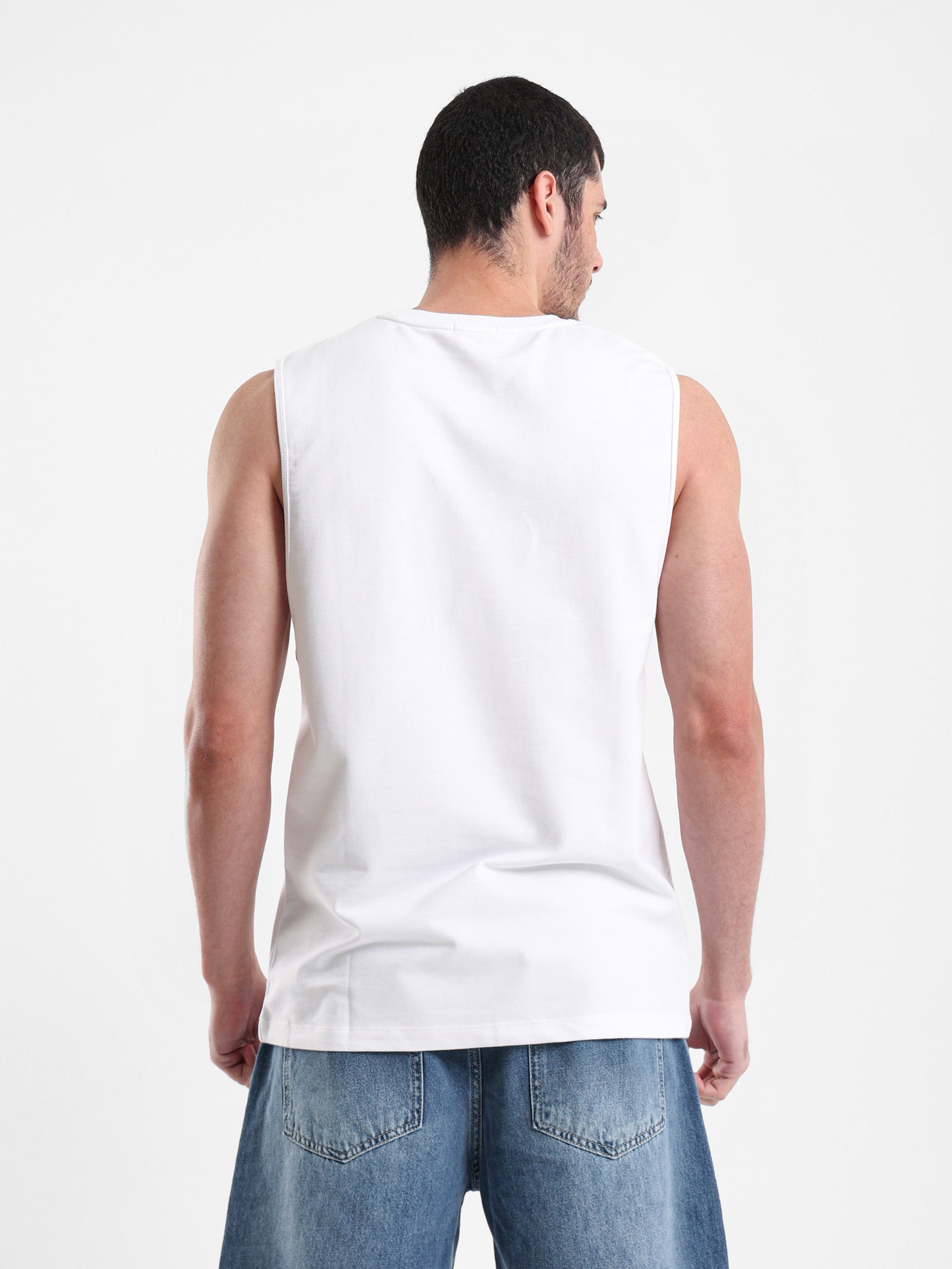 Patched Number Drop Armhole T-Shirt