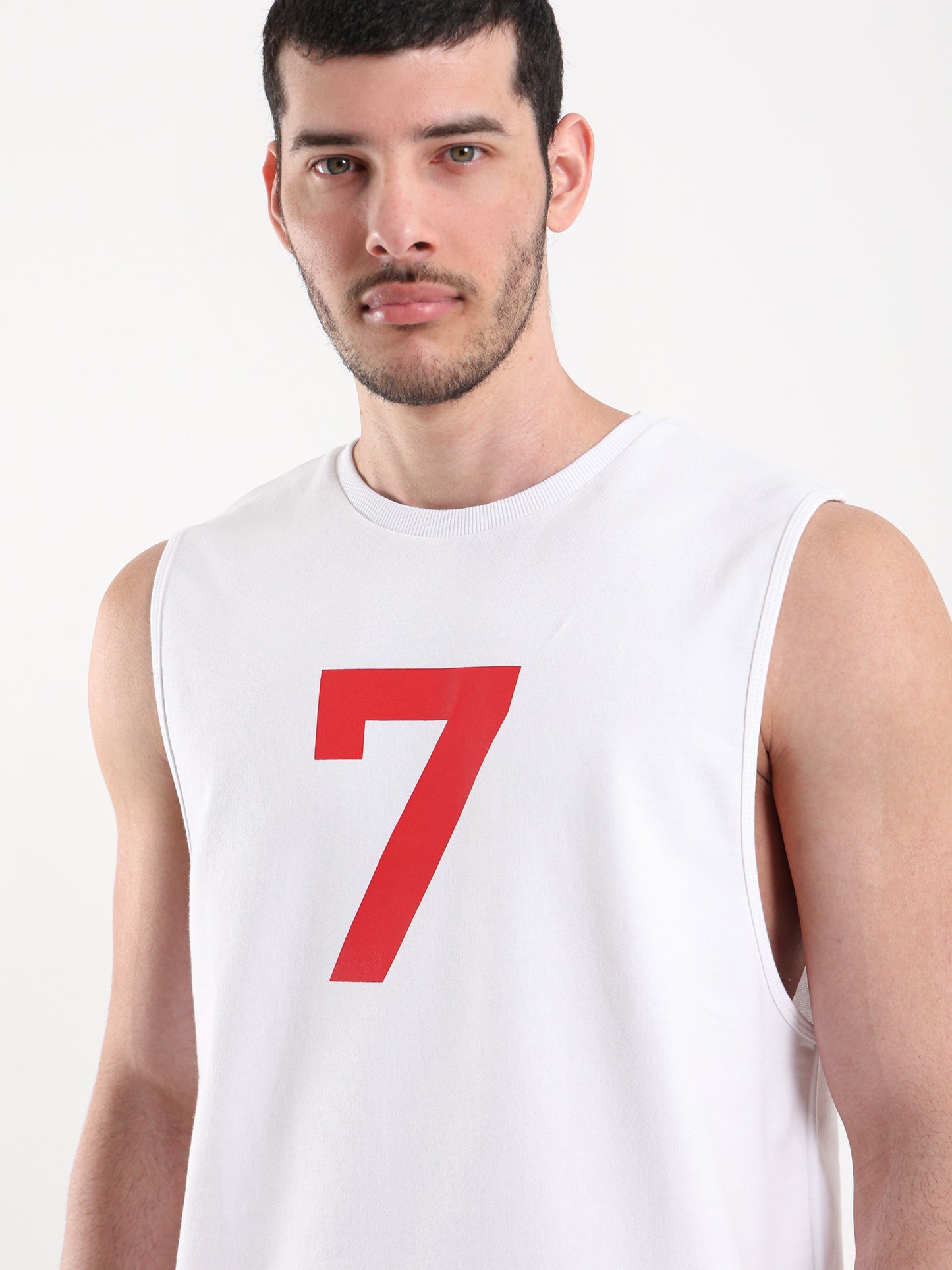 Patched Number Drop Armhole T-Shirt
