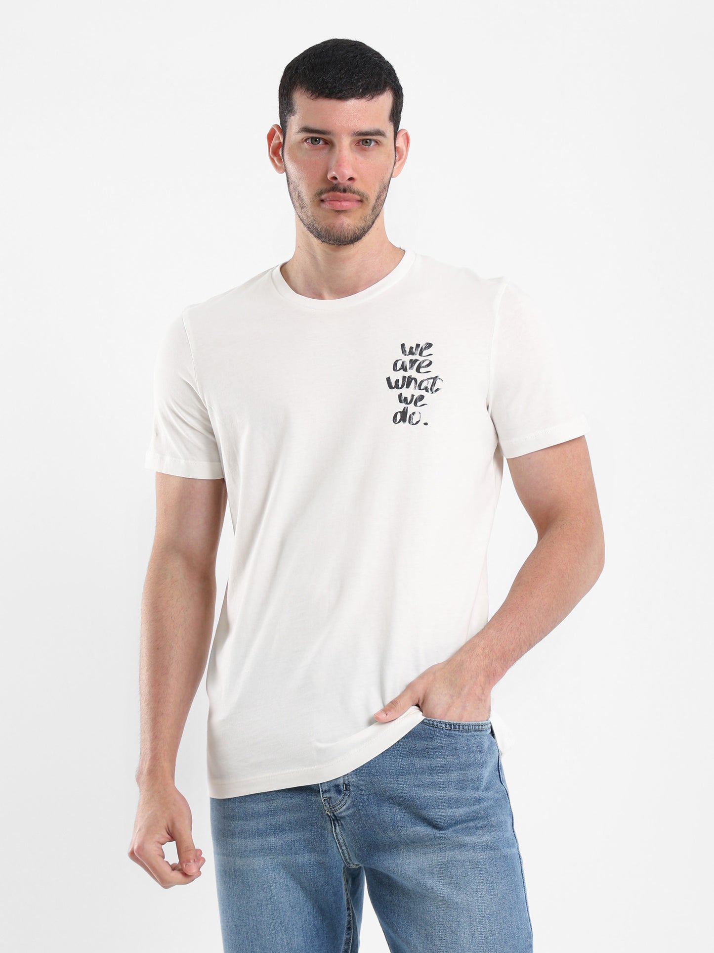 "We are What We Do" Chest Printed T-Shirt
