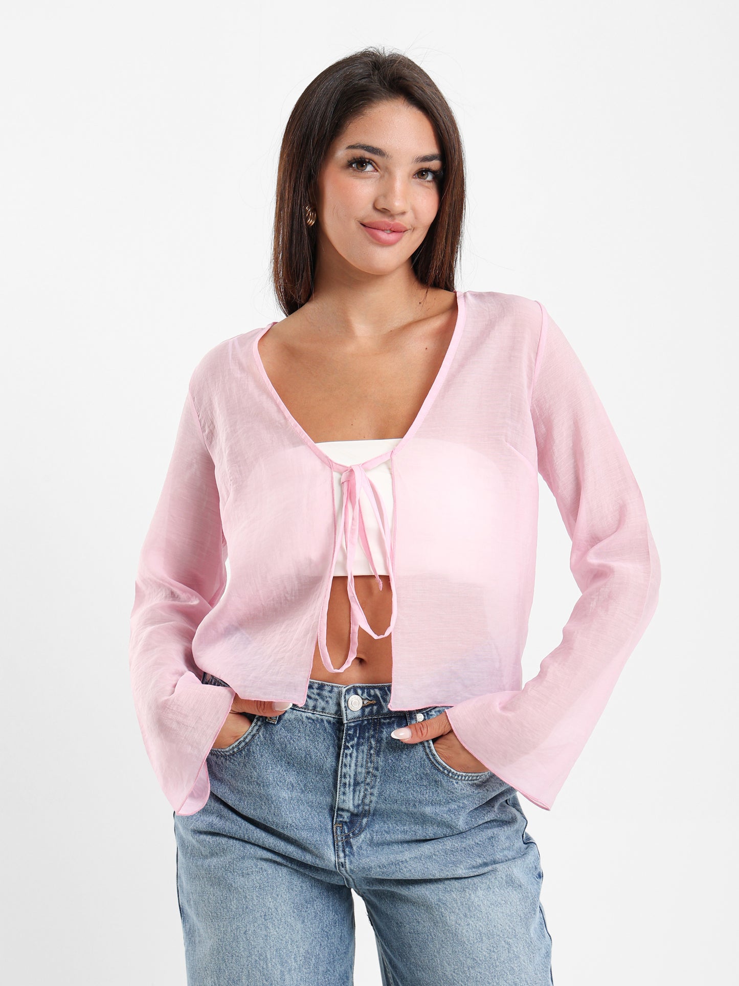 Wrinkled Blouse With Front Tie