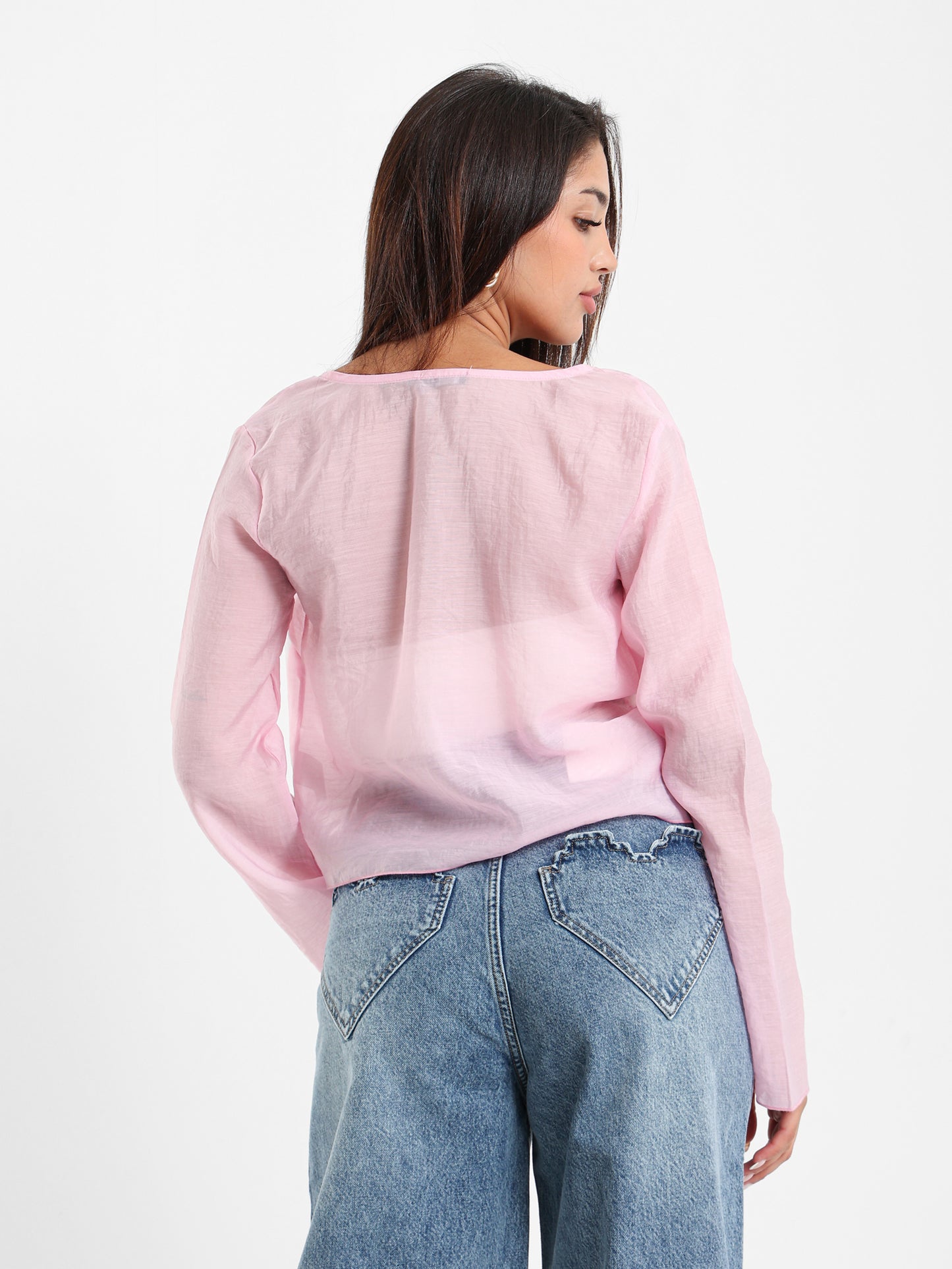 Wrinkled Blouse With Front Tie
