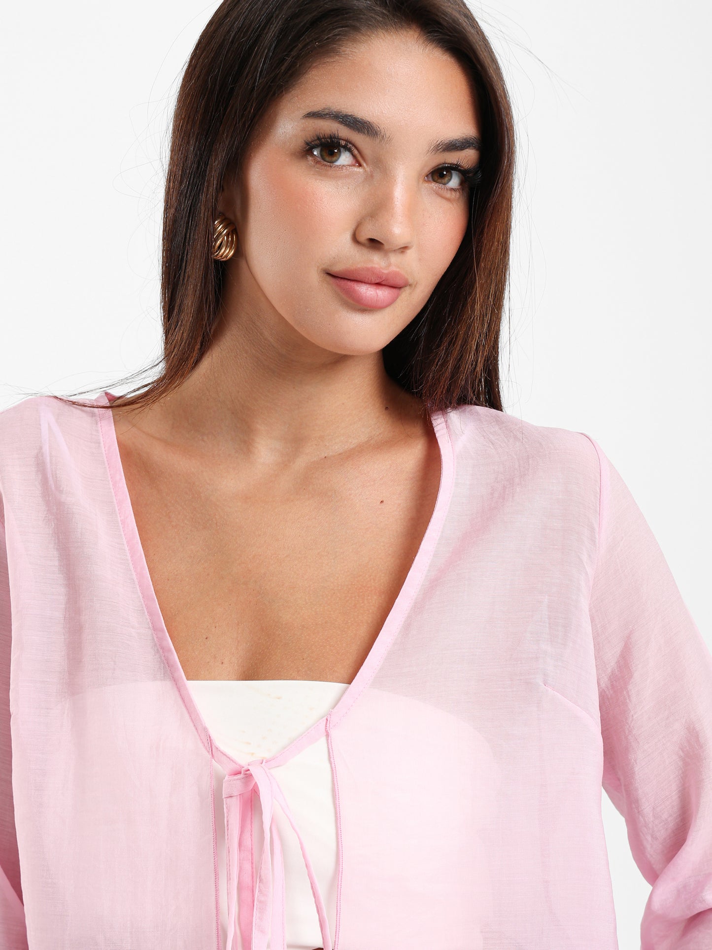 Wrinkled Blouse With Front Tie