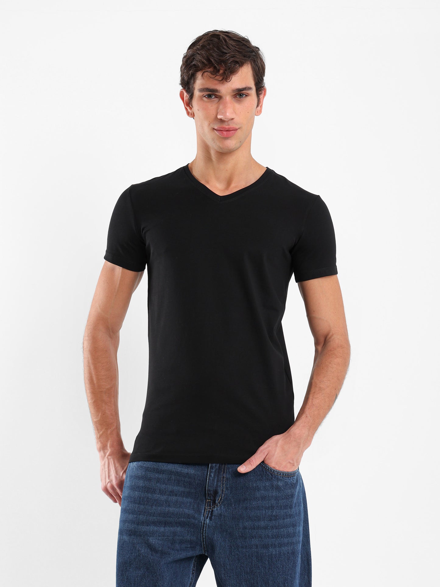 Basic Muscle Fit V-Neck T-Shirt