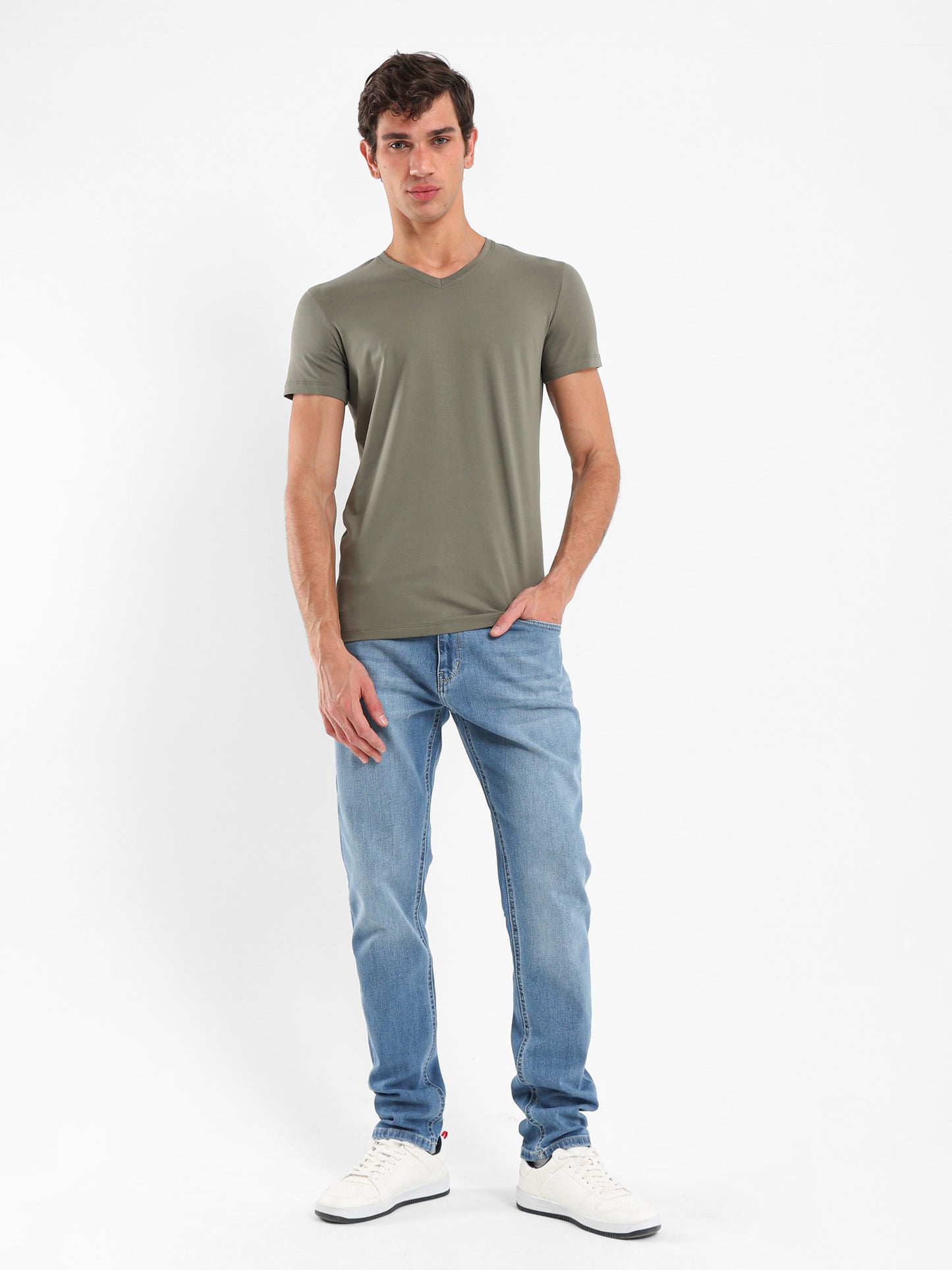 Basic Muscle Fit V-Neck T-Shirt