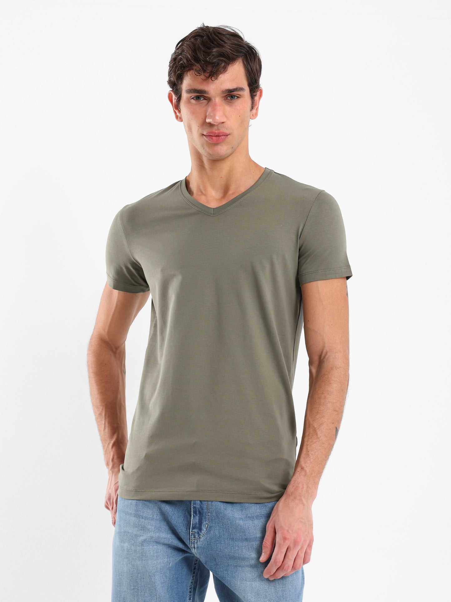 Basic Muscle Fit V-Neck T-Shirt