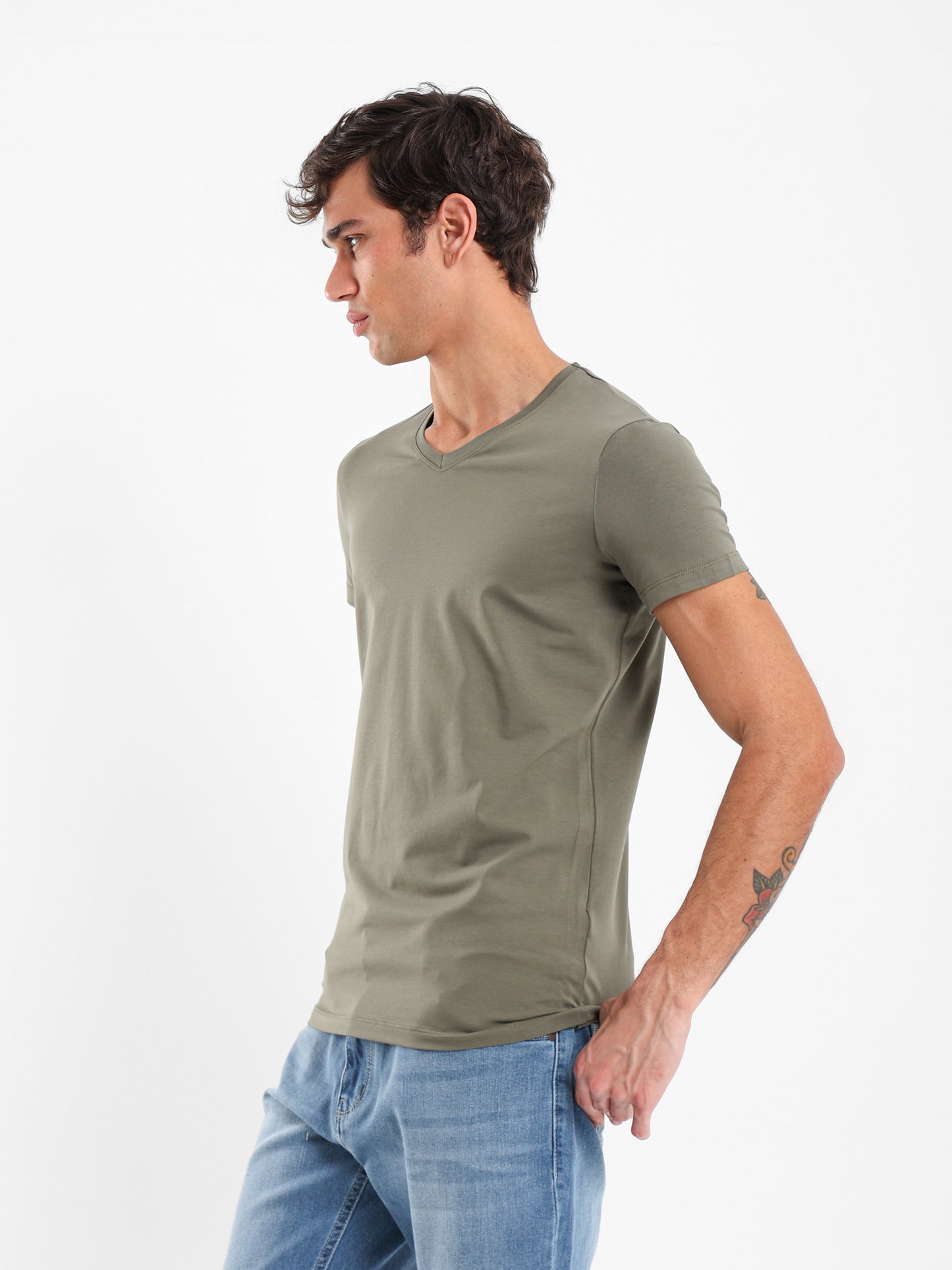 Basic Muscle Fit V-Neck T-Shirt