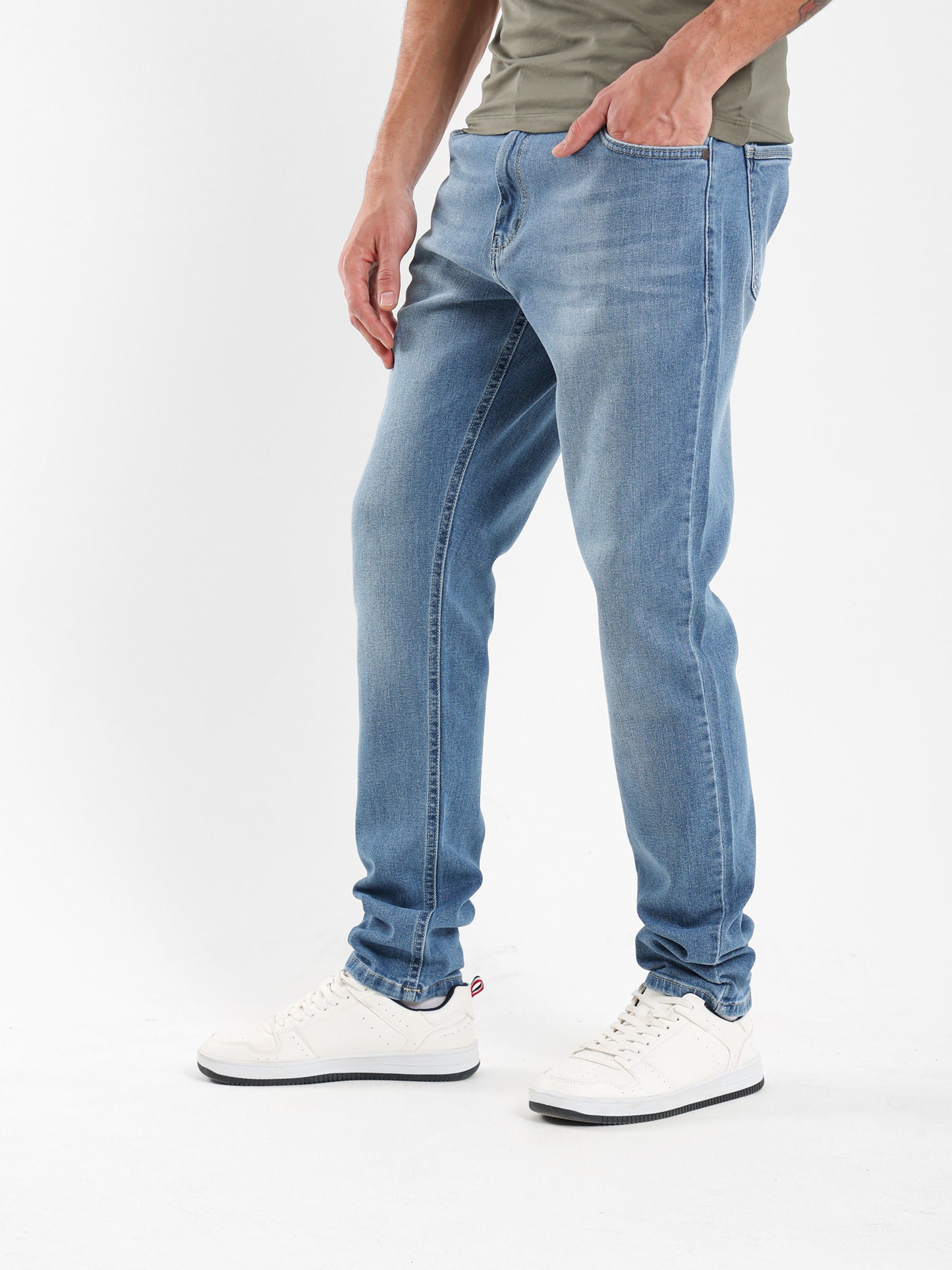 Washed Effect Slim Fit Pants