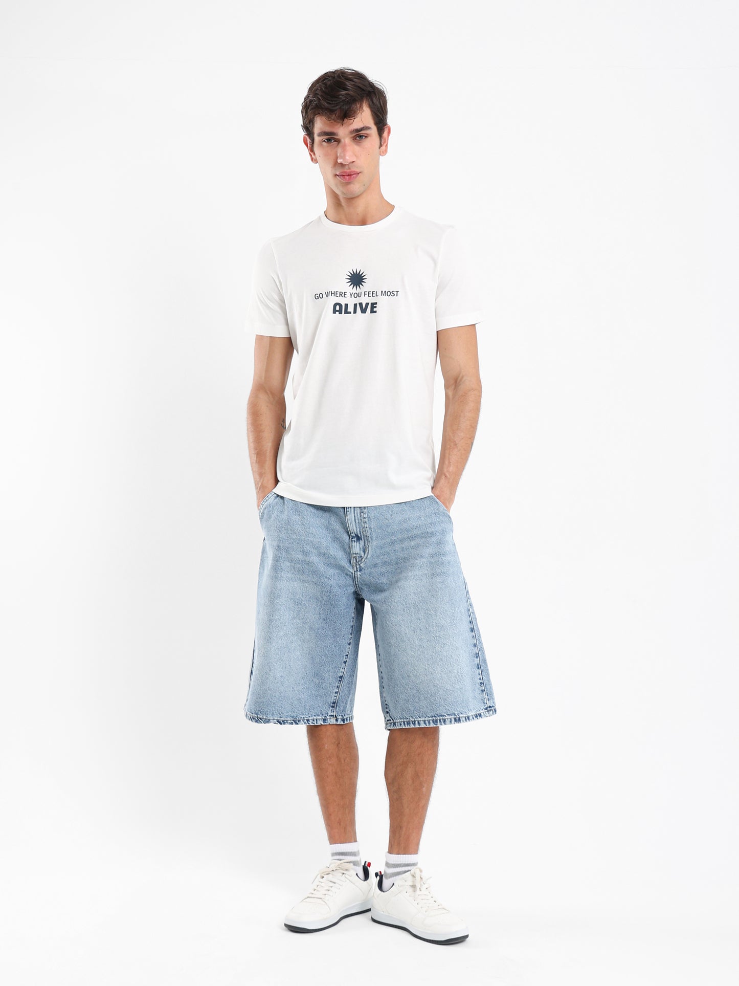 Tie-Dye Loose Fit Denim Shorts