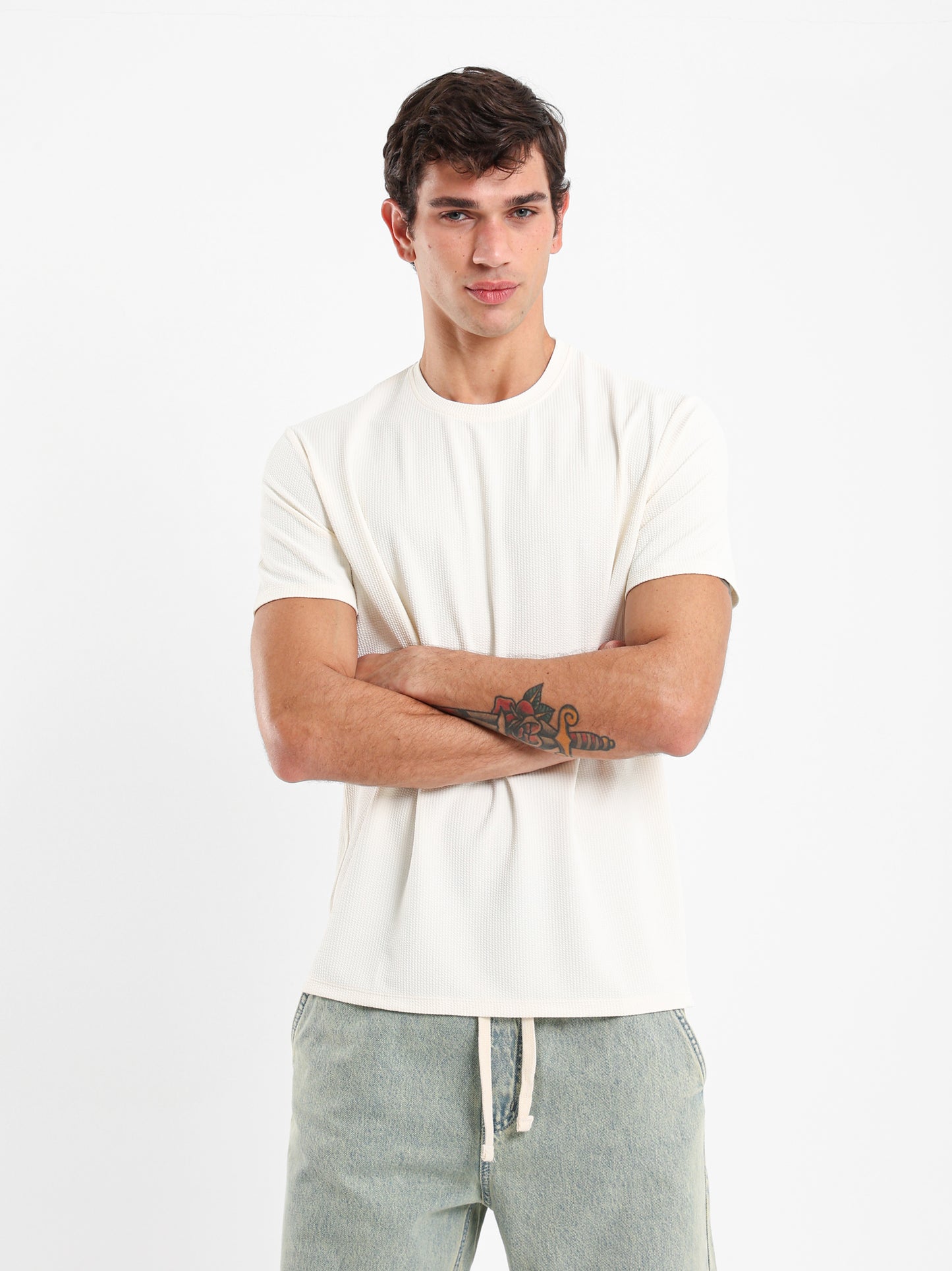 Wrinkled Texture Relaxed Fit T-Shirt