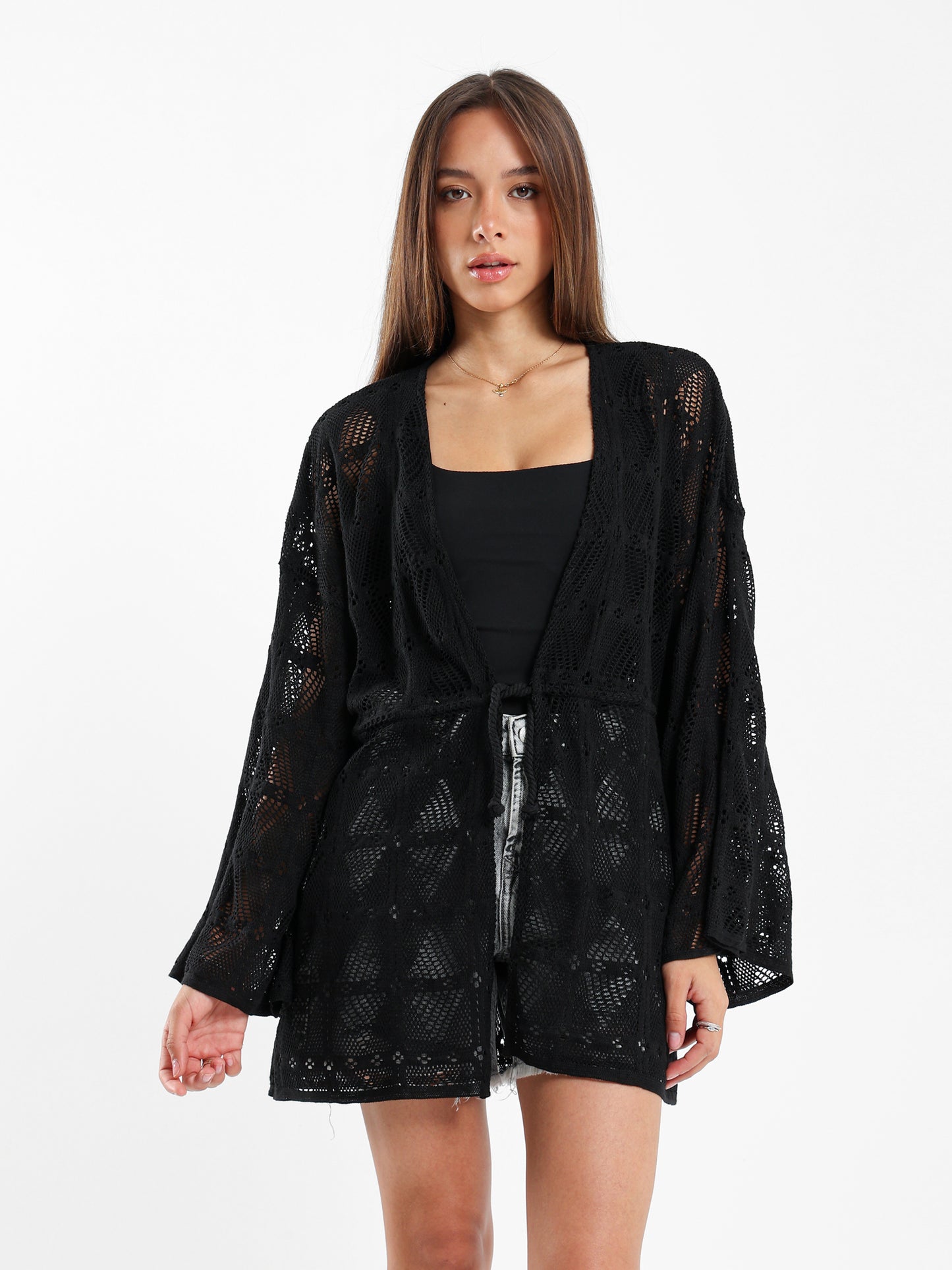Bell Sleeve Lace Kimono