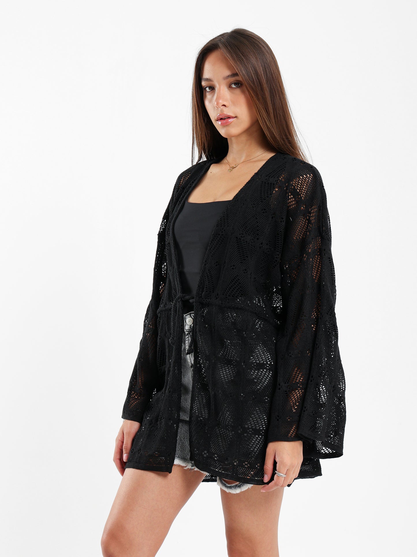 Bell Sleeve Lace Kimono