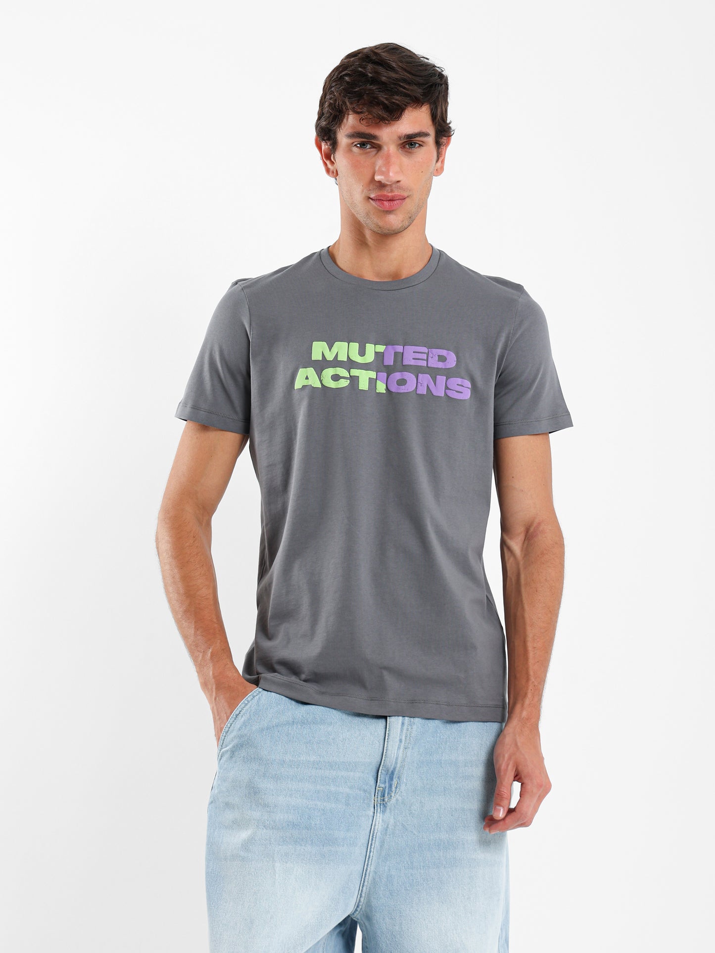 Muted Actions Front Print T-Shirt