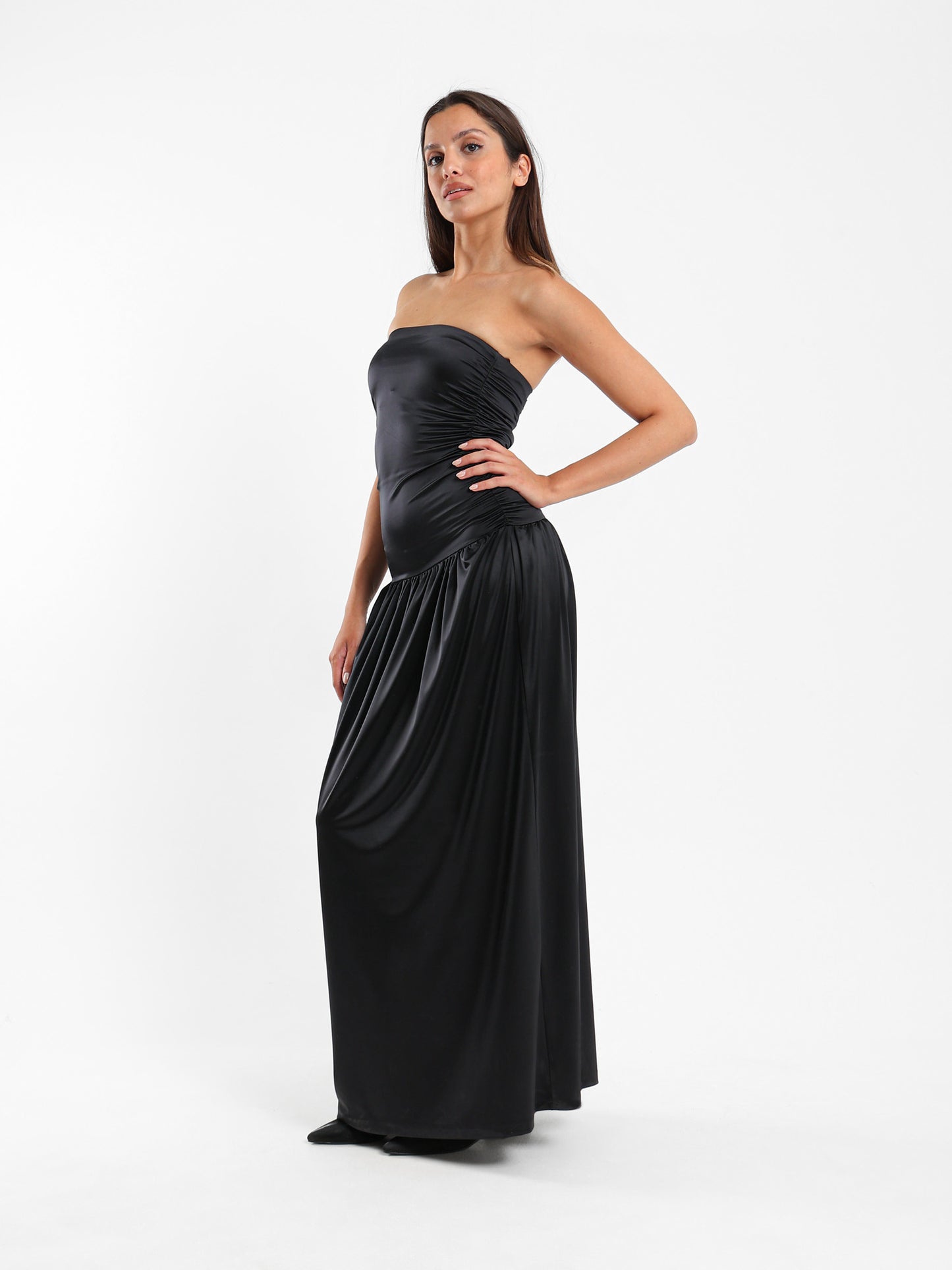 Strapless Rushed Side Maxi Dress
