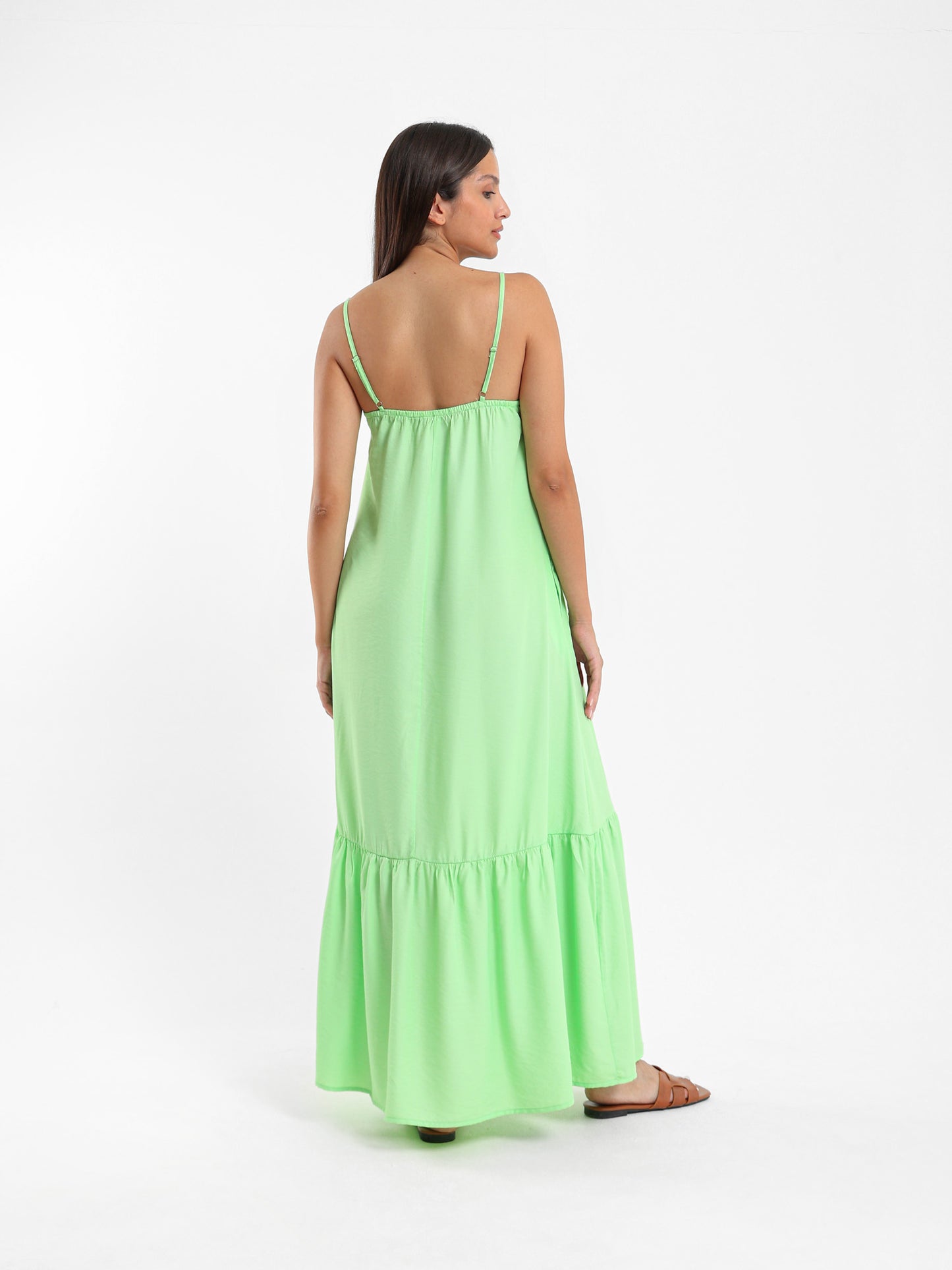 Strappy Long Dress with Ruffle Detail