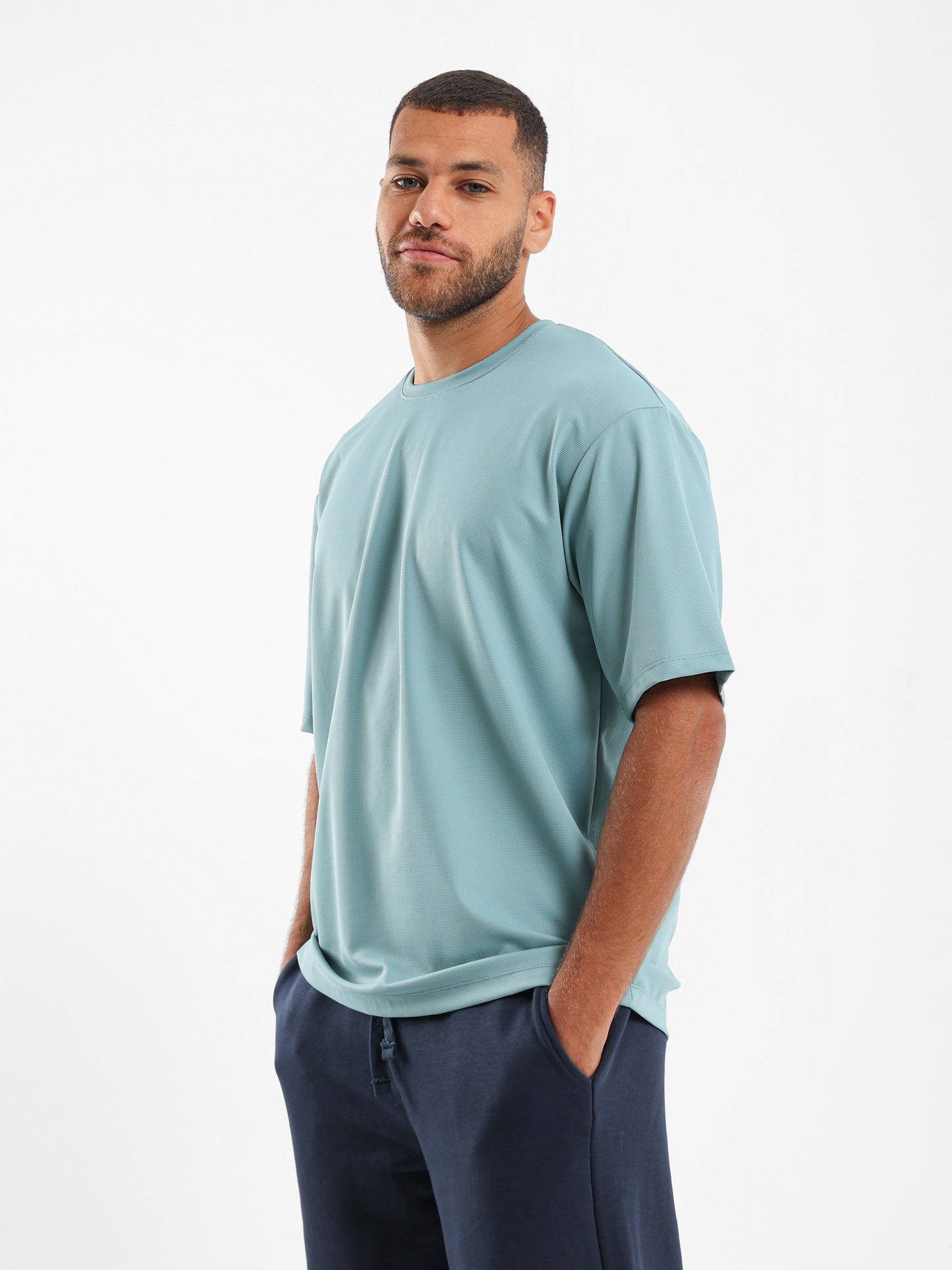 Pique-Style Solid Relaxed Fit T-Shirt