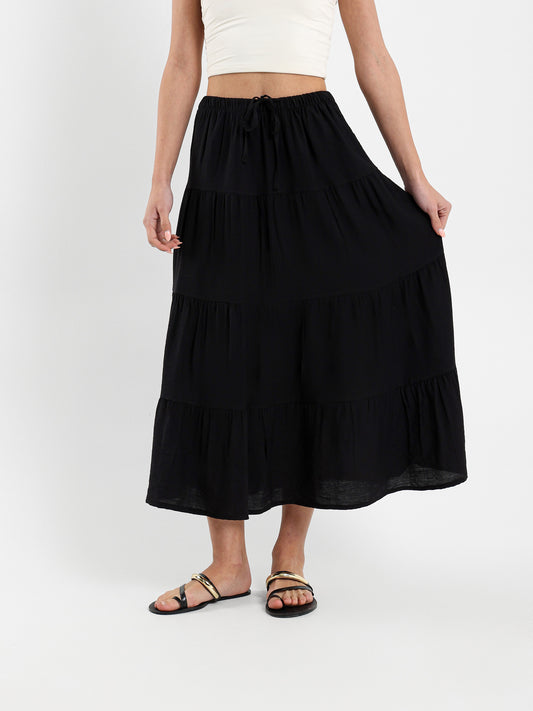 Tiered Flowing Maxi Skirt