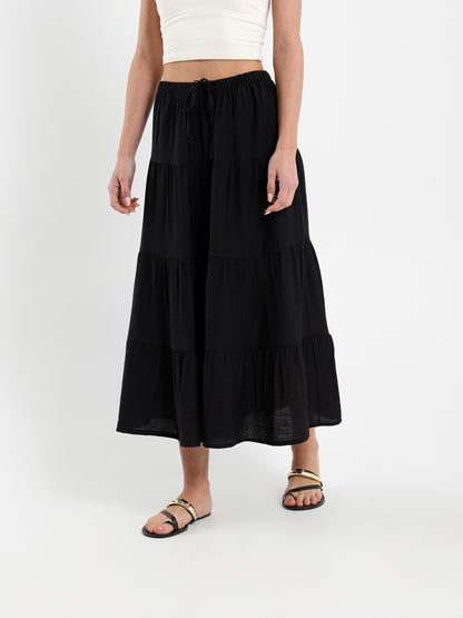 Tiered Flowing Maxi Skirt