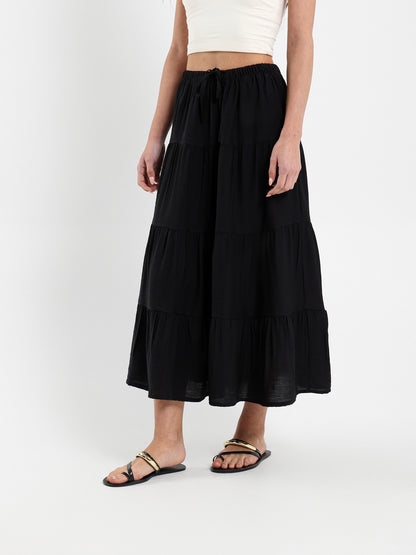 Tiered Flowing Maxi Skirt
