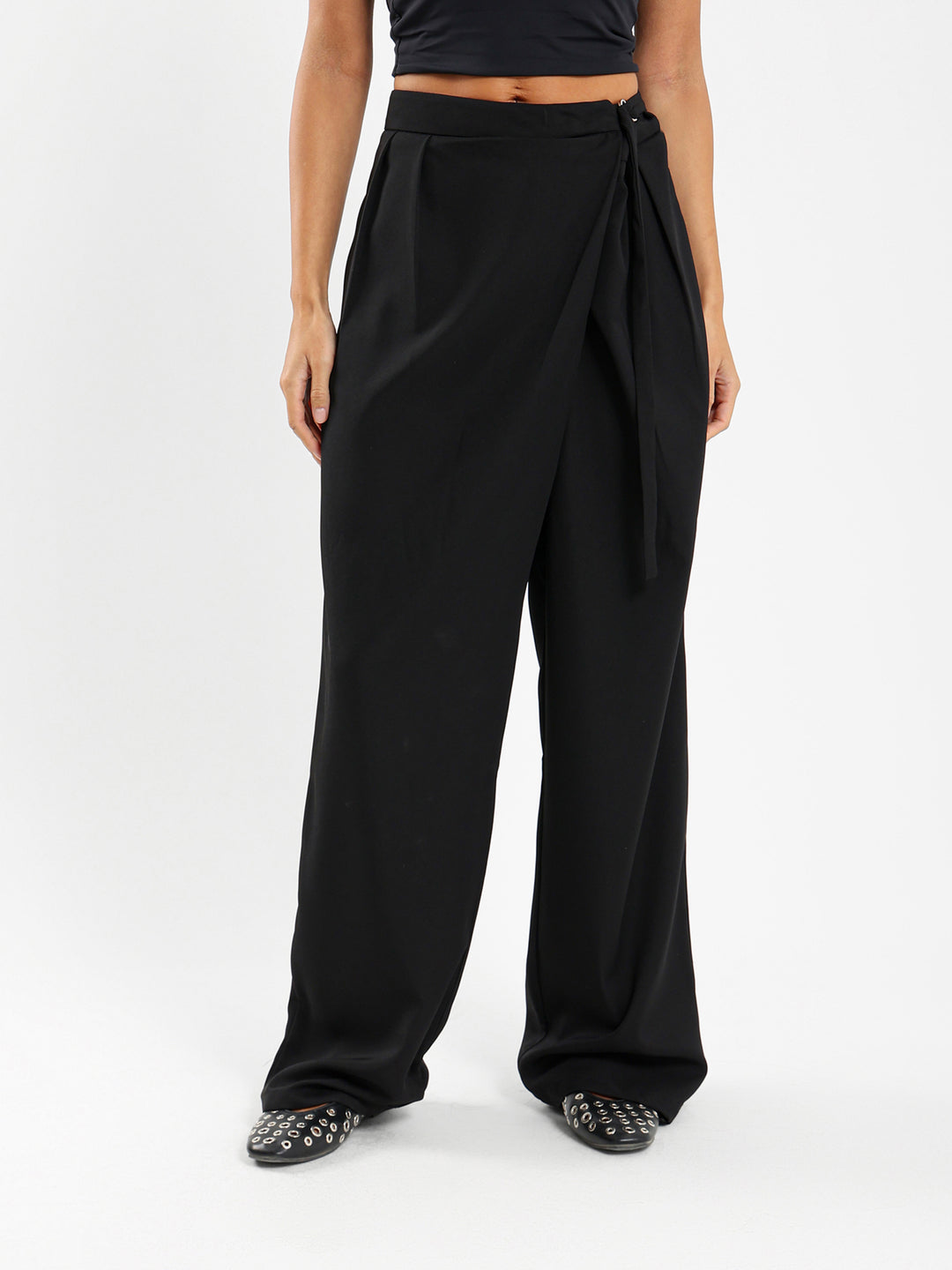 Wrap Front Low Waist Pants