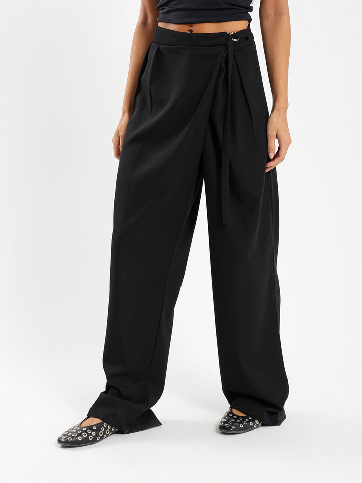 Wrap Front Low Waist Pants