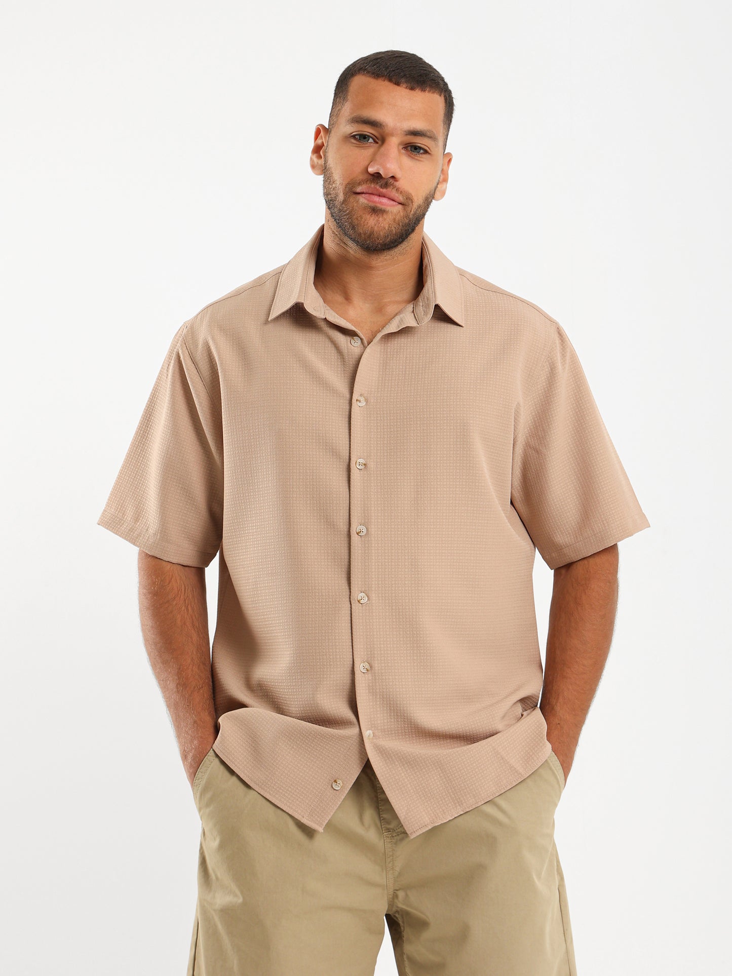 Waffle Textured Short Sleeve Shirt