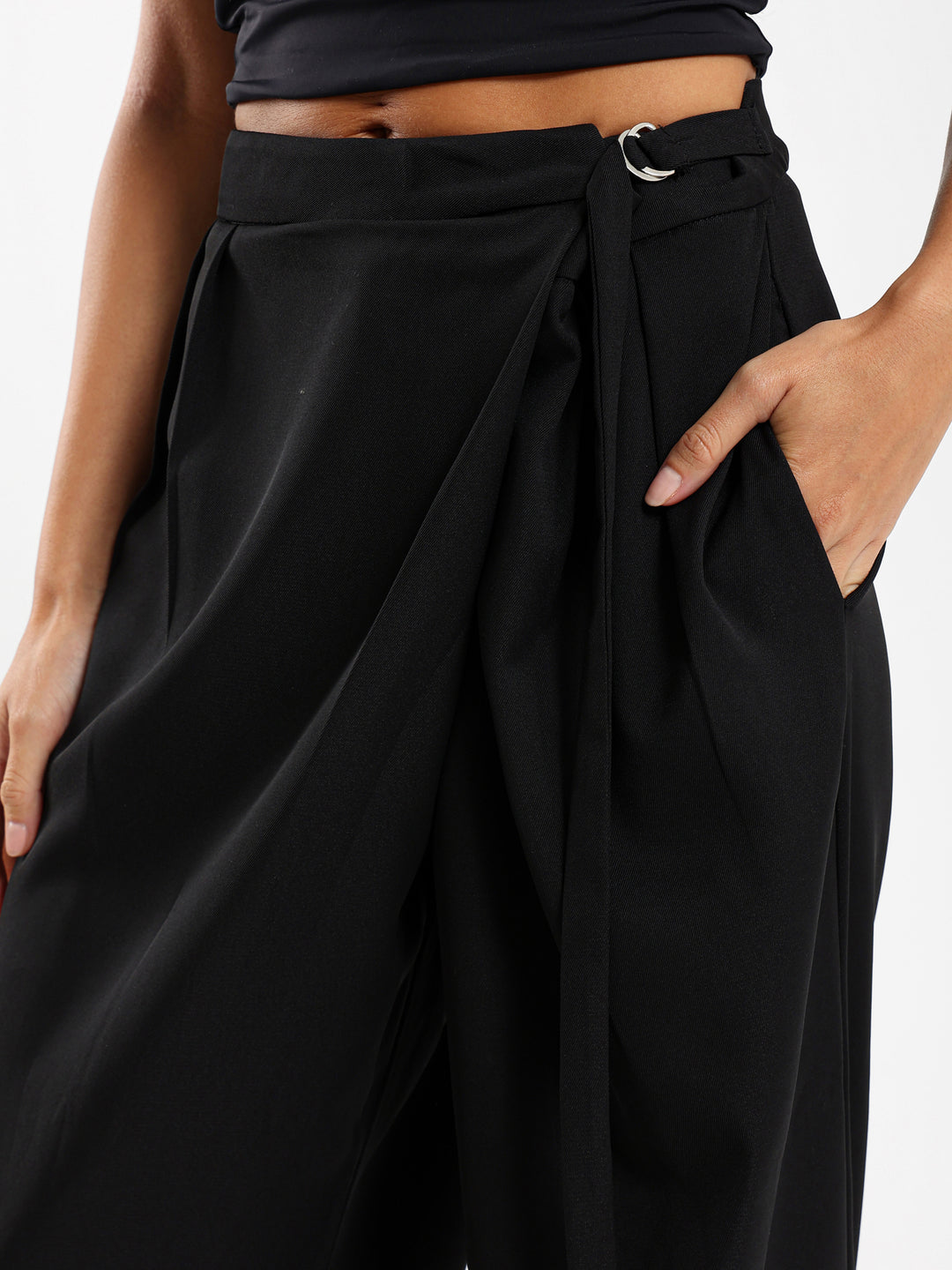 Wrap Front Low Waist Pants