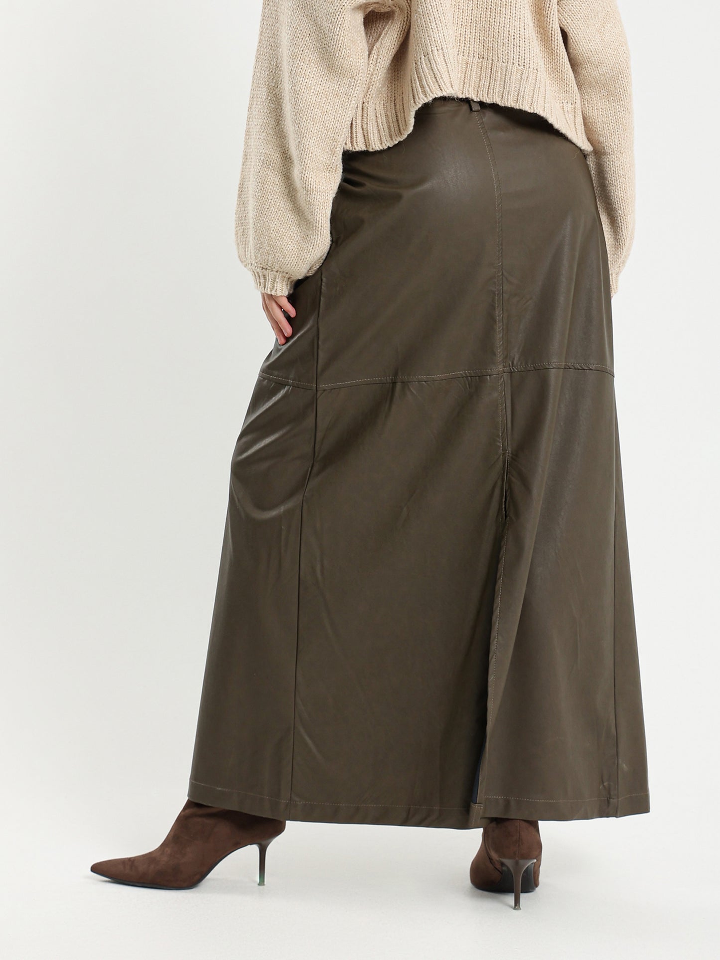 Maxi Open Leather Skirt