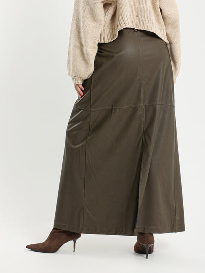 Maxi Open Leather Skirt