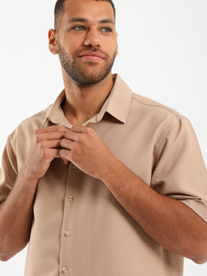 Waffle Textured Short Sleeve Shirt