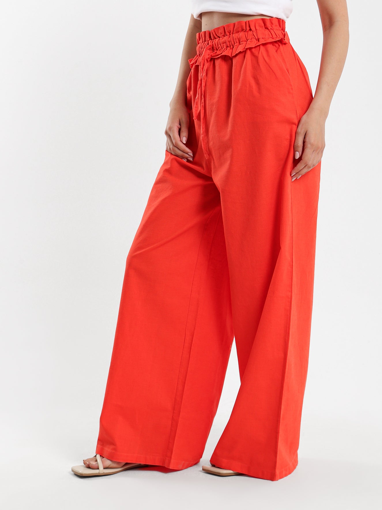 Paperbag Waist Wide-Leg Pants - Outlet