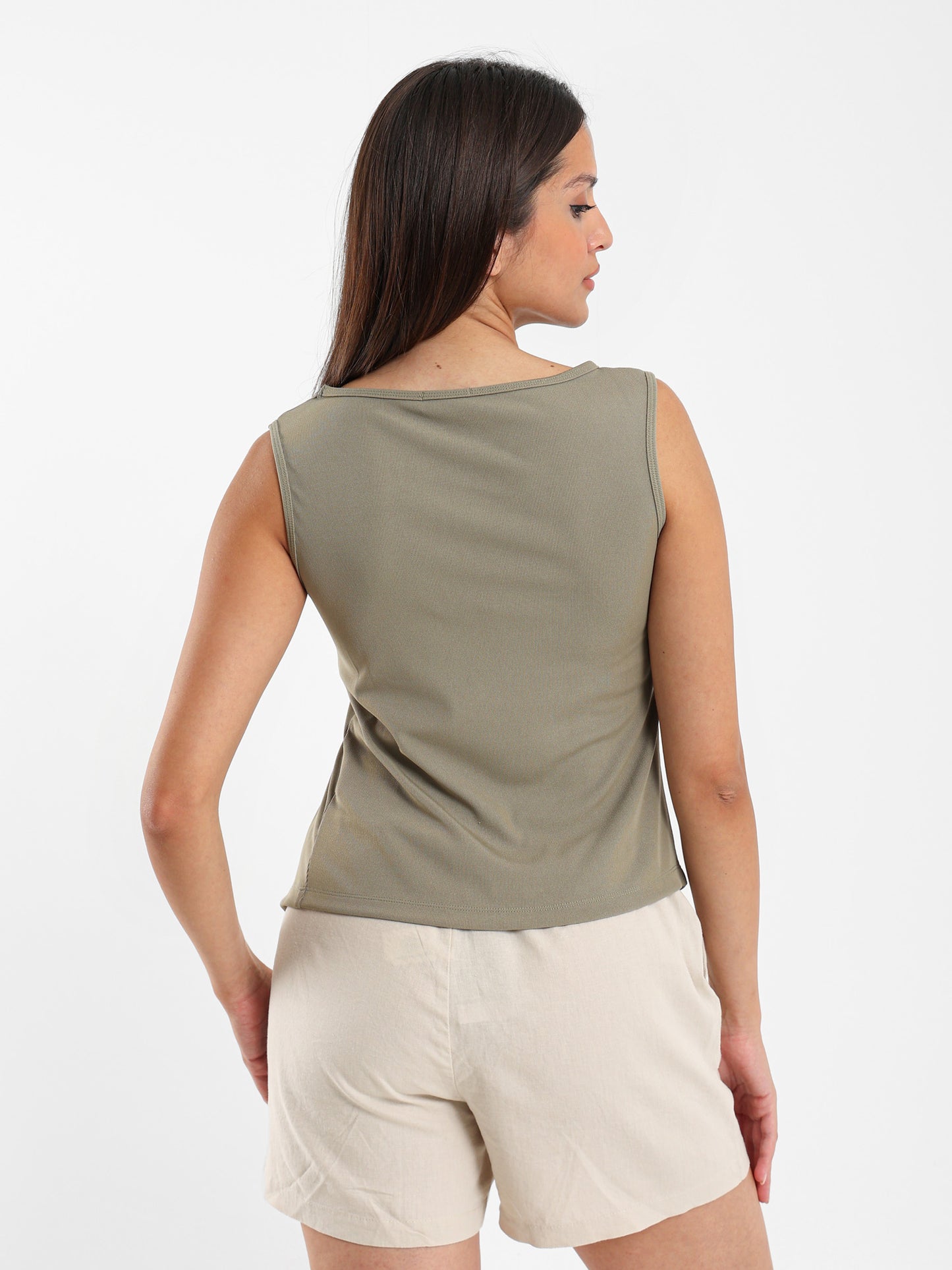 Asymmetric Sleeveless Top with Side Snap Hem