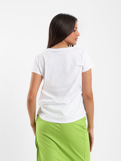 Embroidered and Digital Print T-Shirt - Outlet