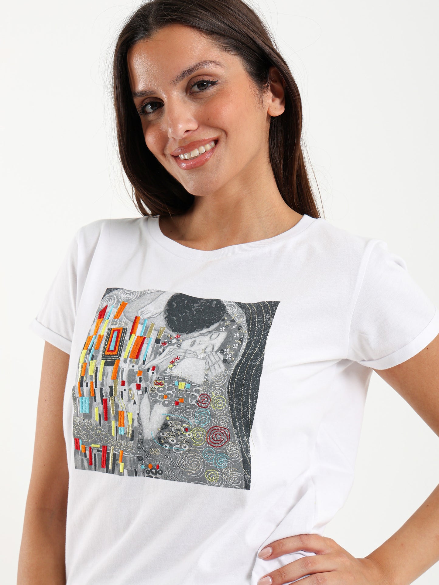 Embroidered and Digital Print T-Shirt - Outlet