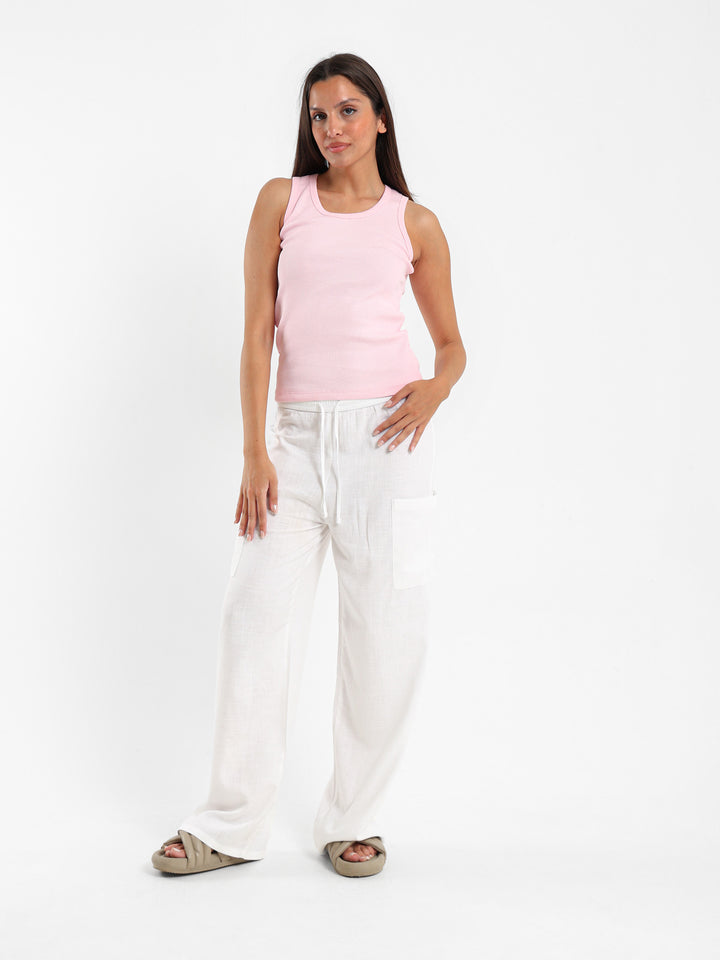 Linen Pants with Drawstring Waist