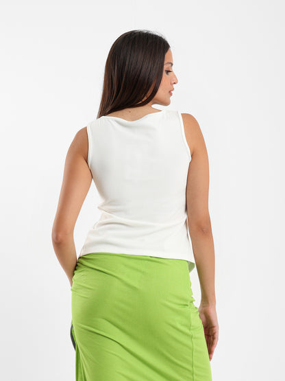 Asymmetric Sleeveless Top with Side Snap Hem