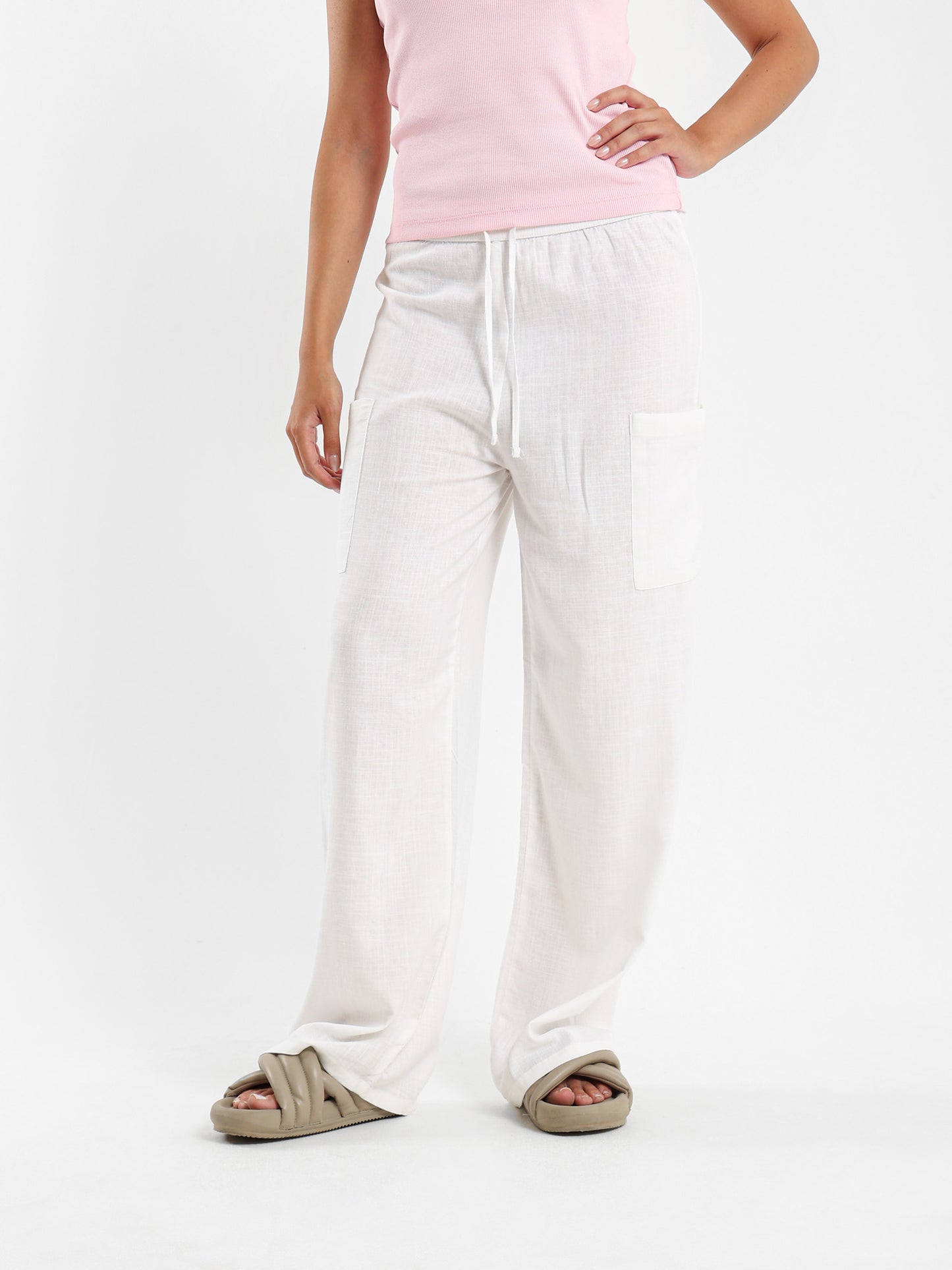 Linen Pants with Drawstring Waist