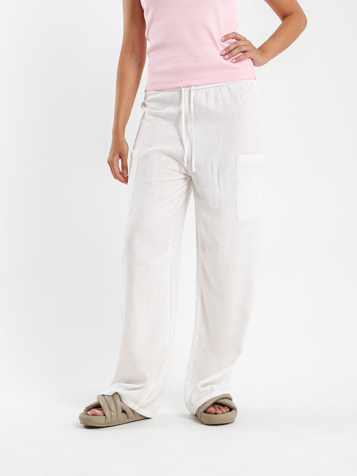 Linen Pants with Drawstring Waist