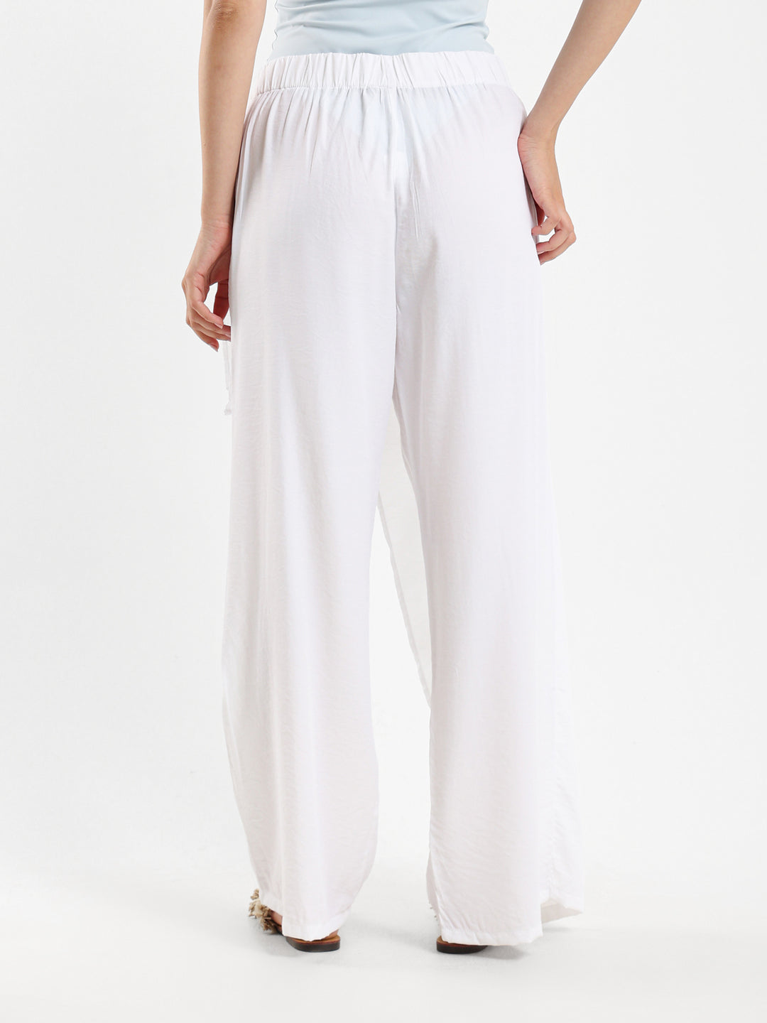 Front Overlap Wide-Leg Pants